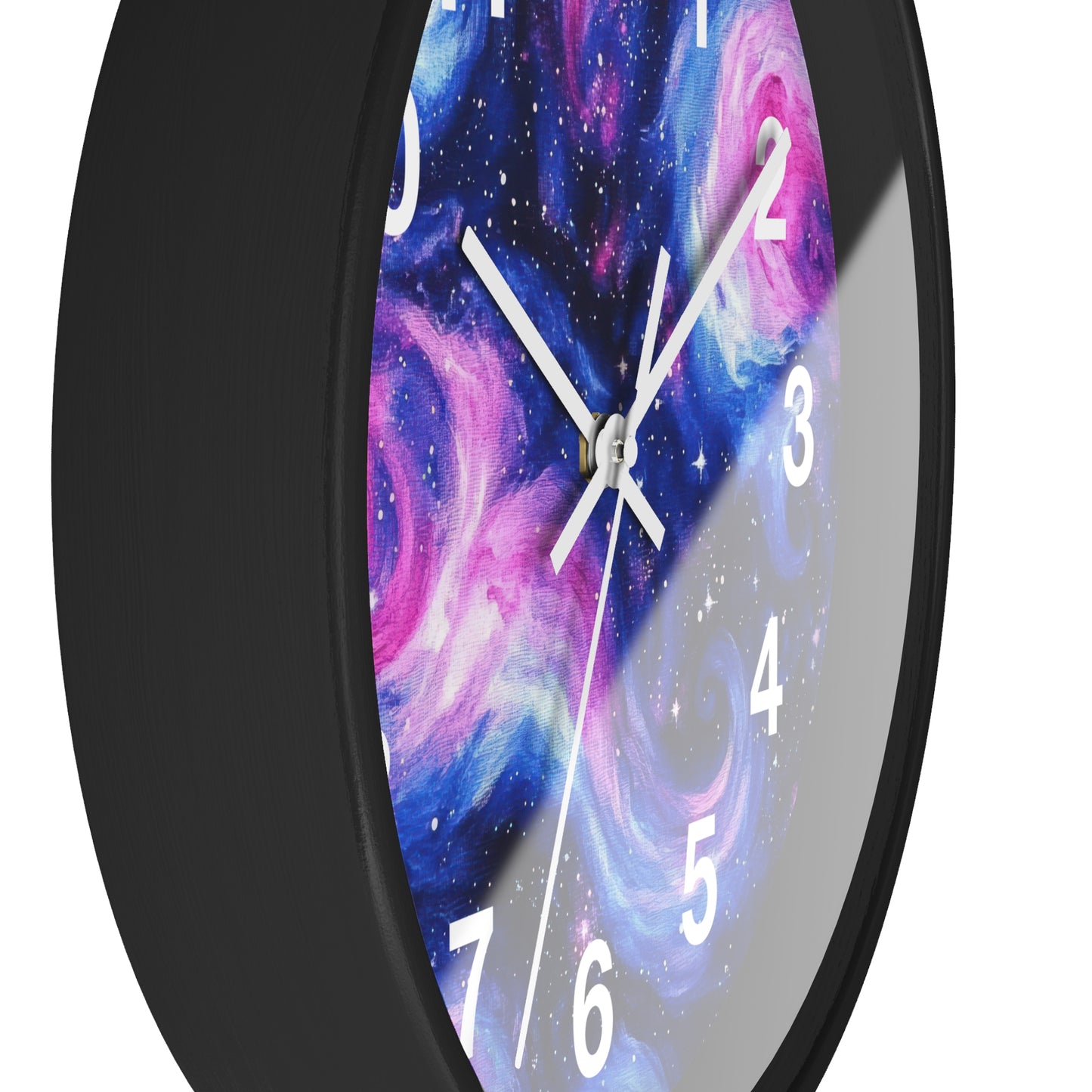 Pink Blue Space Galaxy Wall Clock | Trippy Rave Design | Battery Operated | Unique Teen Girl Room Decor | Ideal for Space Galaxy Rave Lovers