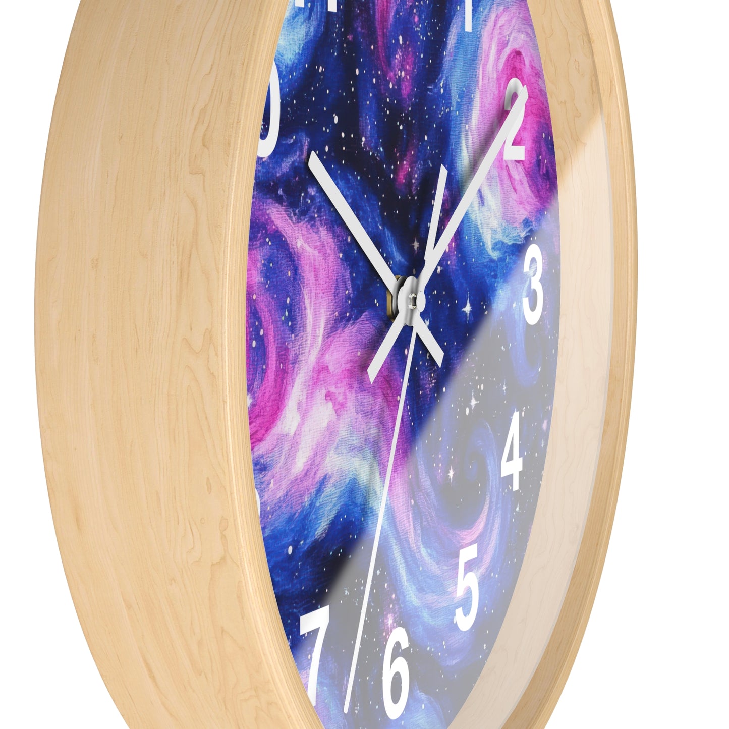 Pink Blue Space Galaxy Wall Clock | Trippy Rave Design | Battery Operated | Unique Teen Girl Room Decor | Ideal for Space Galaxy Rave Lovers