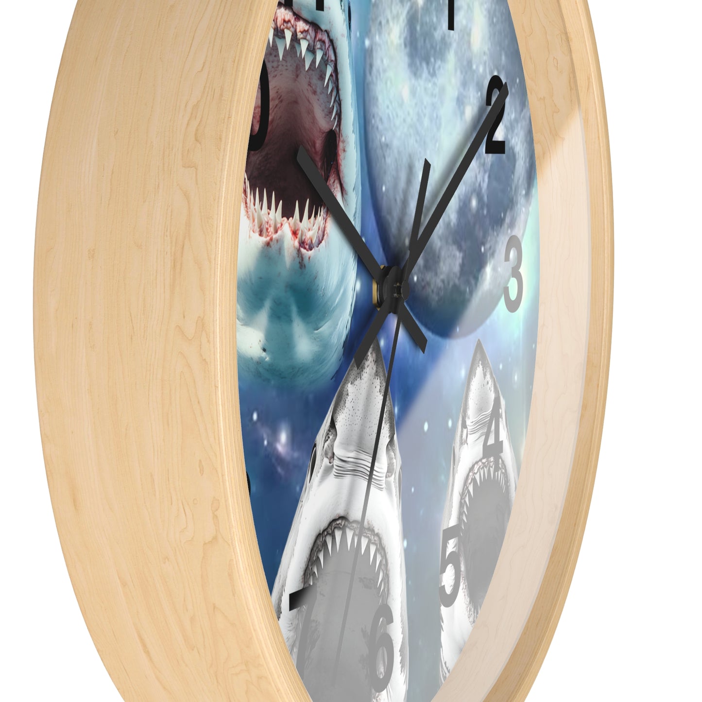 Sharks Howling at the Moon Wall Clock | Great White Shark Design | Battery Operated | Perfect Decor Shark Lovers Unique Ocean-Inspired Gift