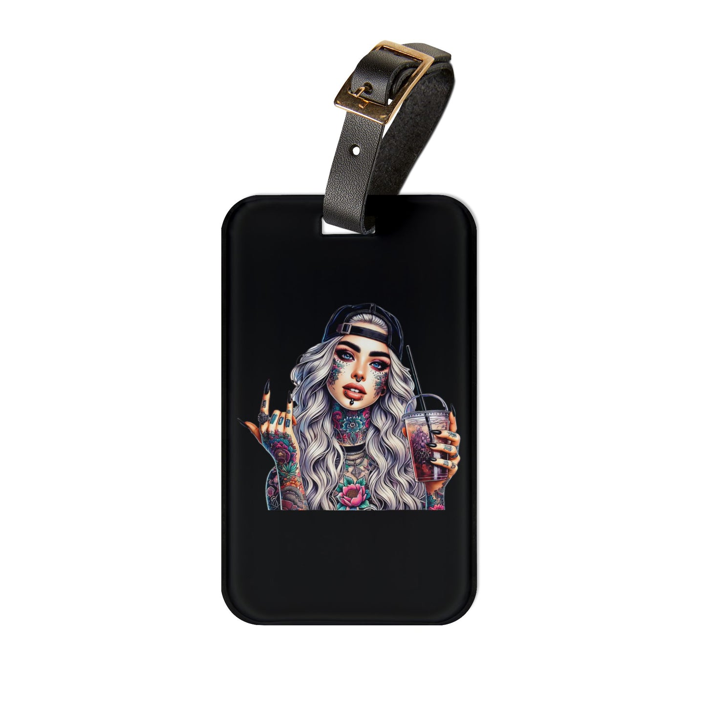 Tatted Bombshell Not Giving a F Luggage Tag | Tattooed Baddie Streetwear Style Perfect Accessory for Tattoo Lovers Middle Finger Baggage ID