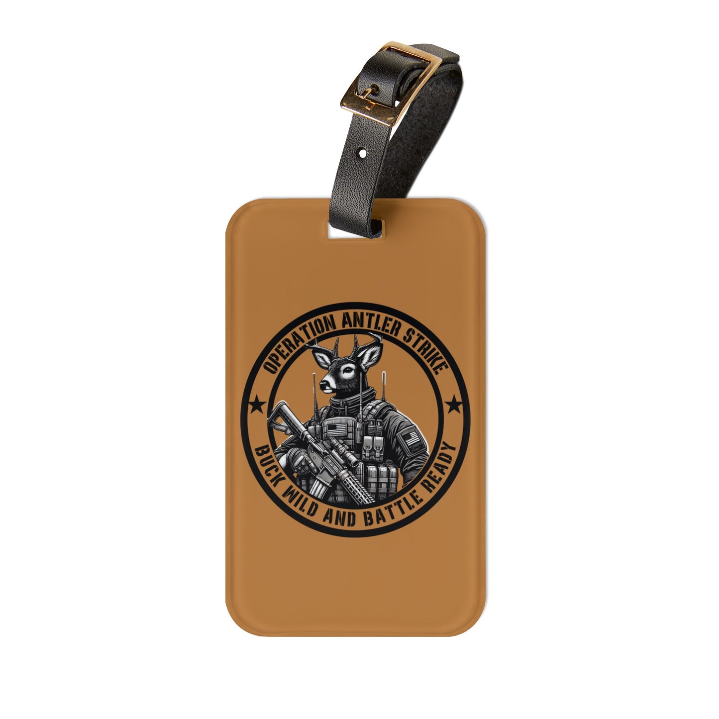 Tactical Deer Antler Strike Luggage Tag | Funny Buck Wild Military-Inspired Baggage ID | Battle-Ready Patriotic Humor Hunters Tactical Fans