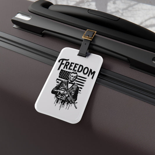 Freedom Abraham Lincoln Gun Luggage Tag Patriotic Freedom Fighters Baggage ID USA Pride Founding Father Travel Accessory American Hero Gift