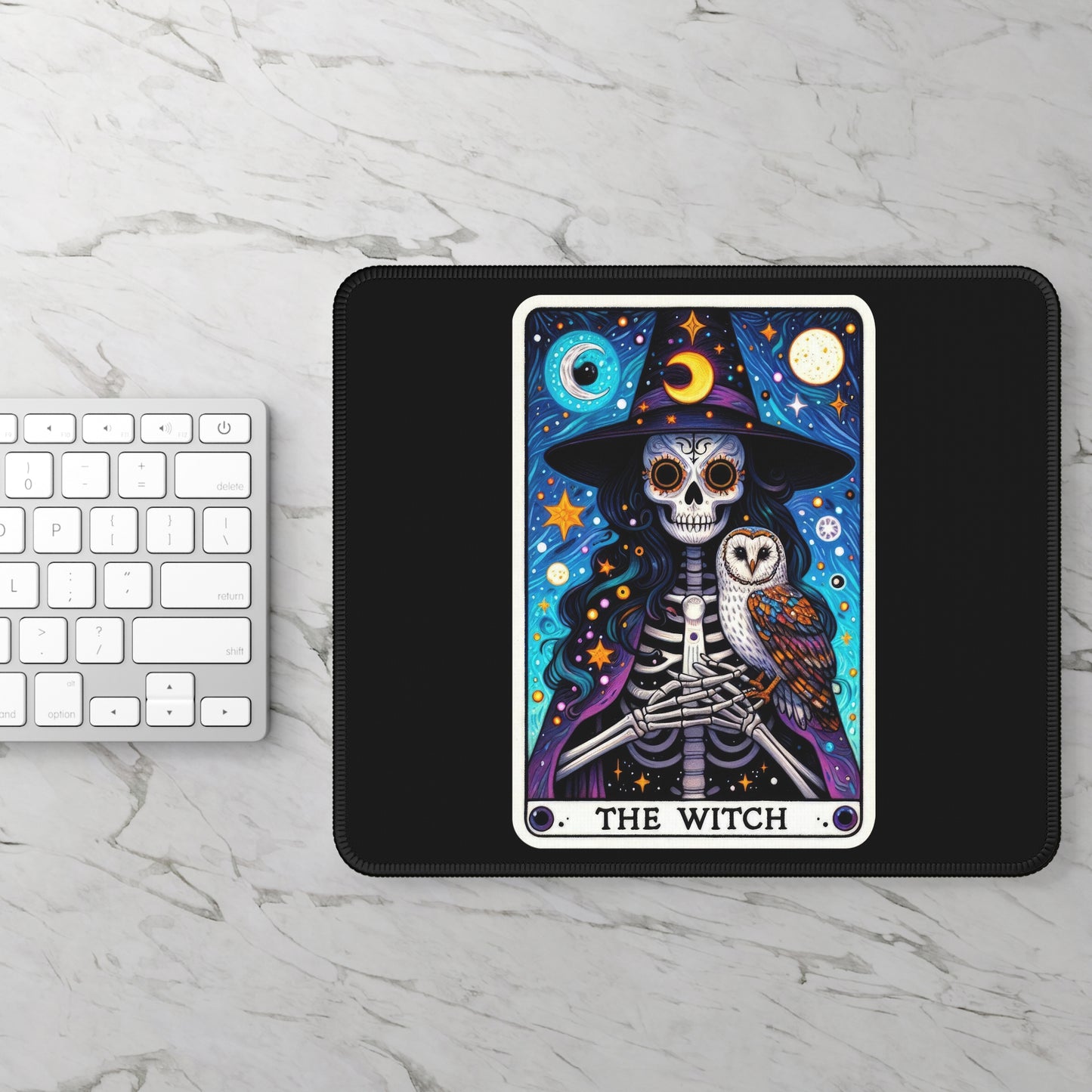 The Witch Tarot Card Non Slip Mouse Pad | Witchy Office Desk Decor | Mystical Gift for Witches | Tarot Mat | Occult Desk Accessory Desk Pad