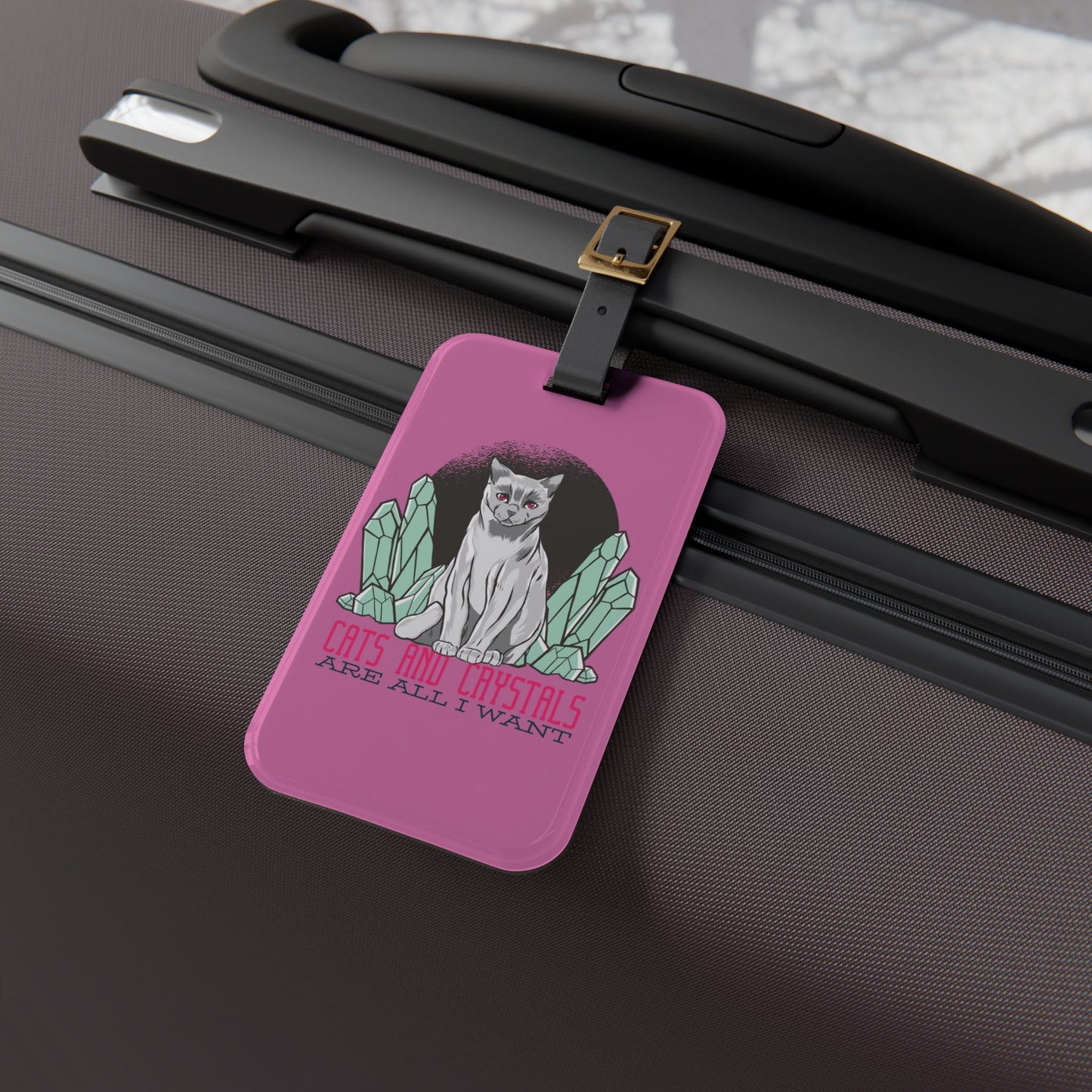 Cats and Crystal Luggage Tag Cat Travel Accessory Spiritual Crystal Lover Suitcase ID Tag Perfect Baggage Gift Travel Bug Airline Travel Tag