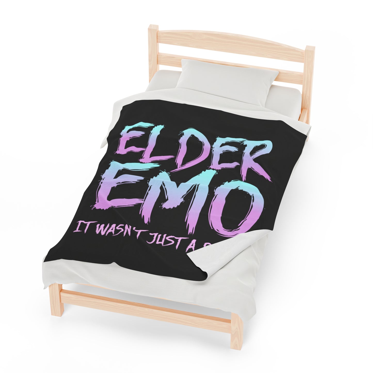 Elder Emo Not Just A Phase Velveteen Plush Throw Blanket | Dark Aesthetic Gift for Goths & Punks | Emo Decor for Nostalgic Alternative Fans