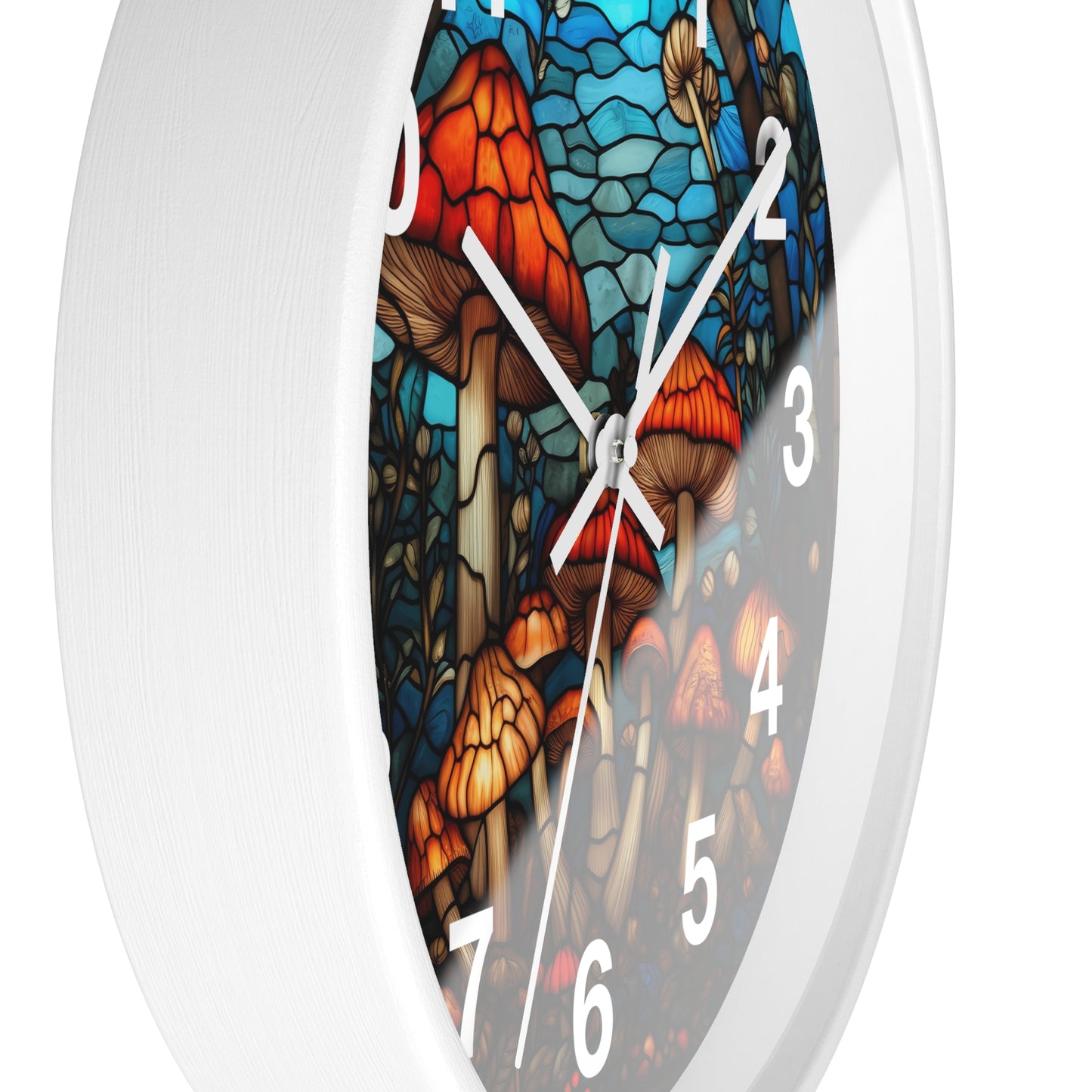 Stained Glass Mushroom Wall Clock | Trippy Shroom Garden Decor | Psychedelic Stain Glass Art | Battery Operated | Unique Gift for Ravers