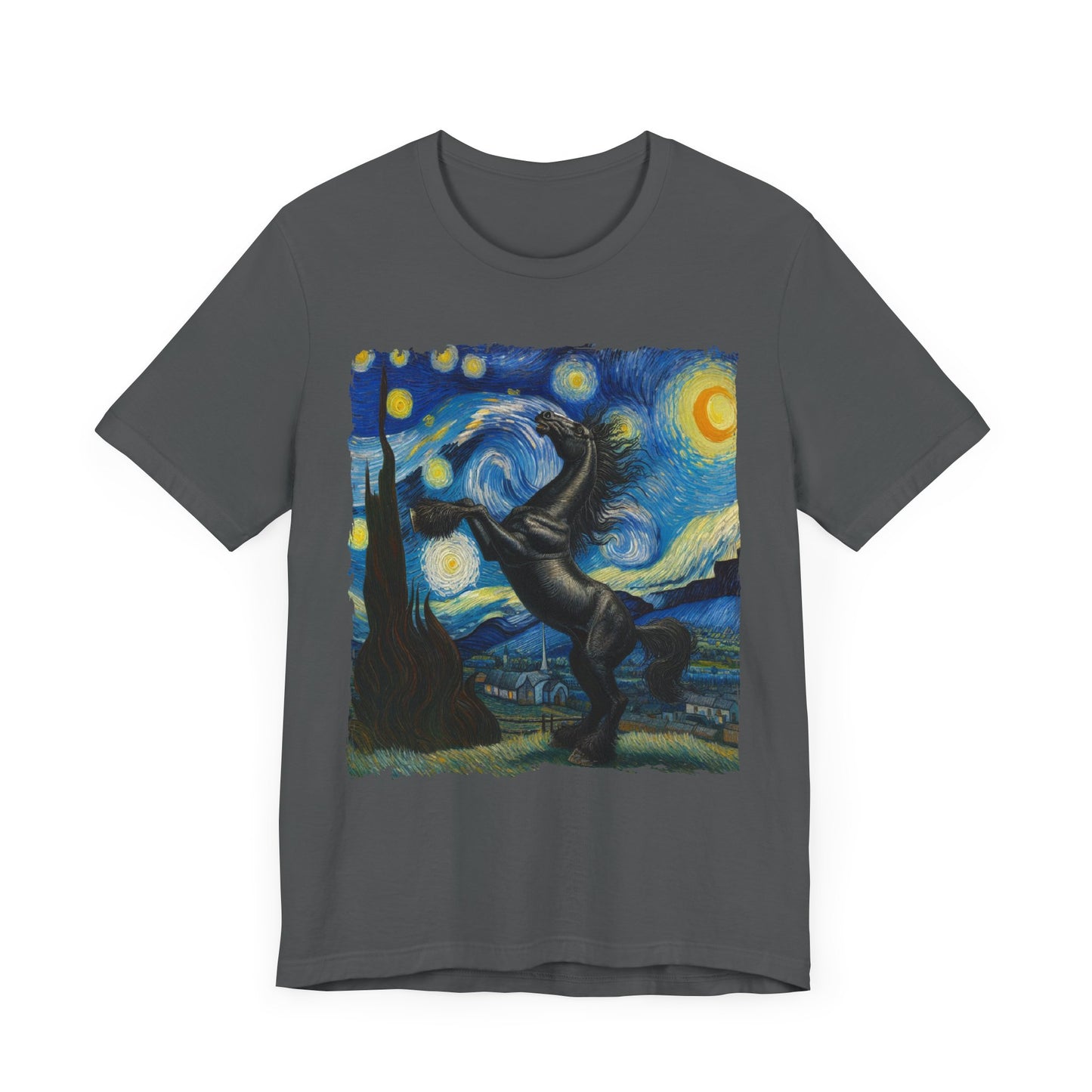 Majestic Black Horse Night Sky Shirt | Starry Night Inspired Equine Art | Perfect Gift for Horse Lovers | Elegant Horse Humor Tee Horse GIft