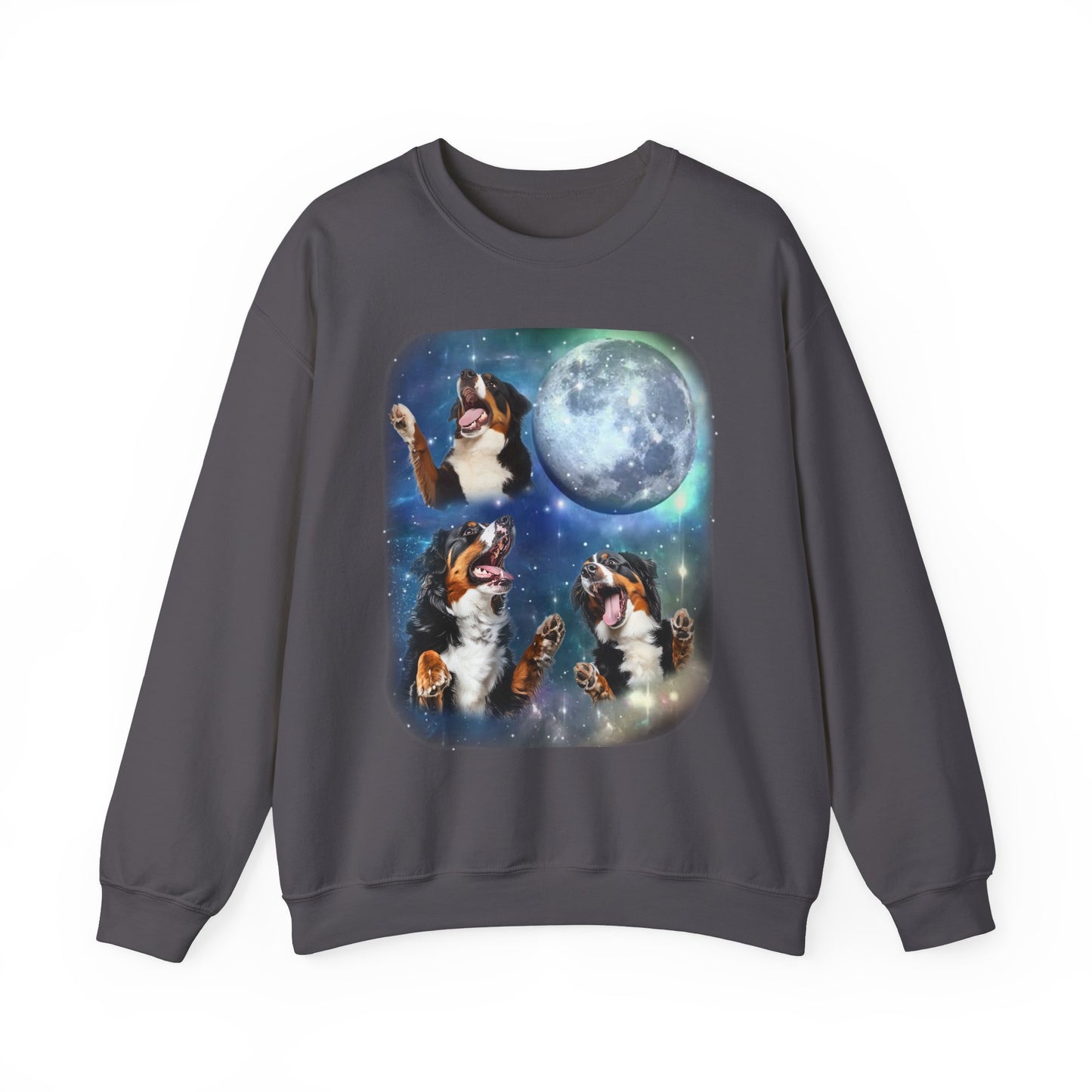 Bernese Mountain Dog Howling at Moon Sweatshirt | Vintage Dog Lover Pullover Sweater | Funny Bernese Apparel Gift for Dog Lovers Cute Dog