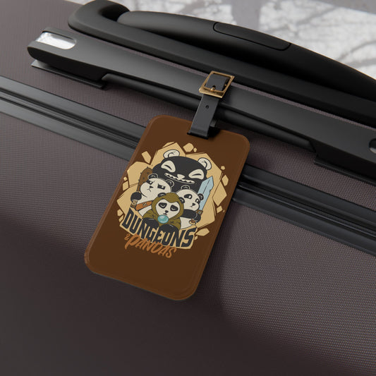 Dungeons and Pandas Luggage Tag | Funny Panda Lover Baggage ID | Nerdy Parody Travel Accessory | Fantasy Roleplaying Gift for Panda Fans