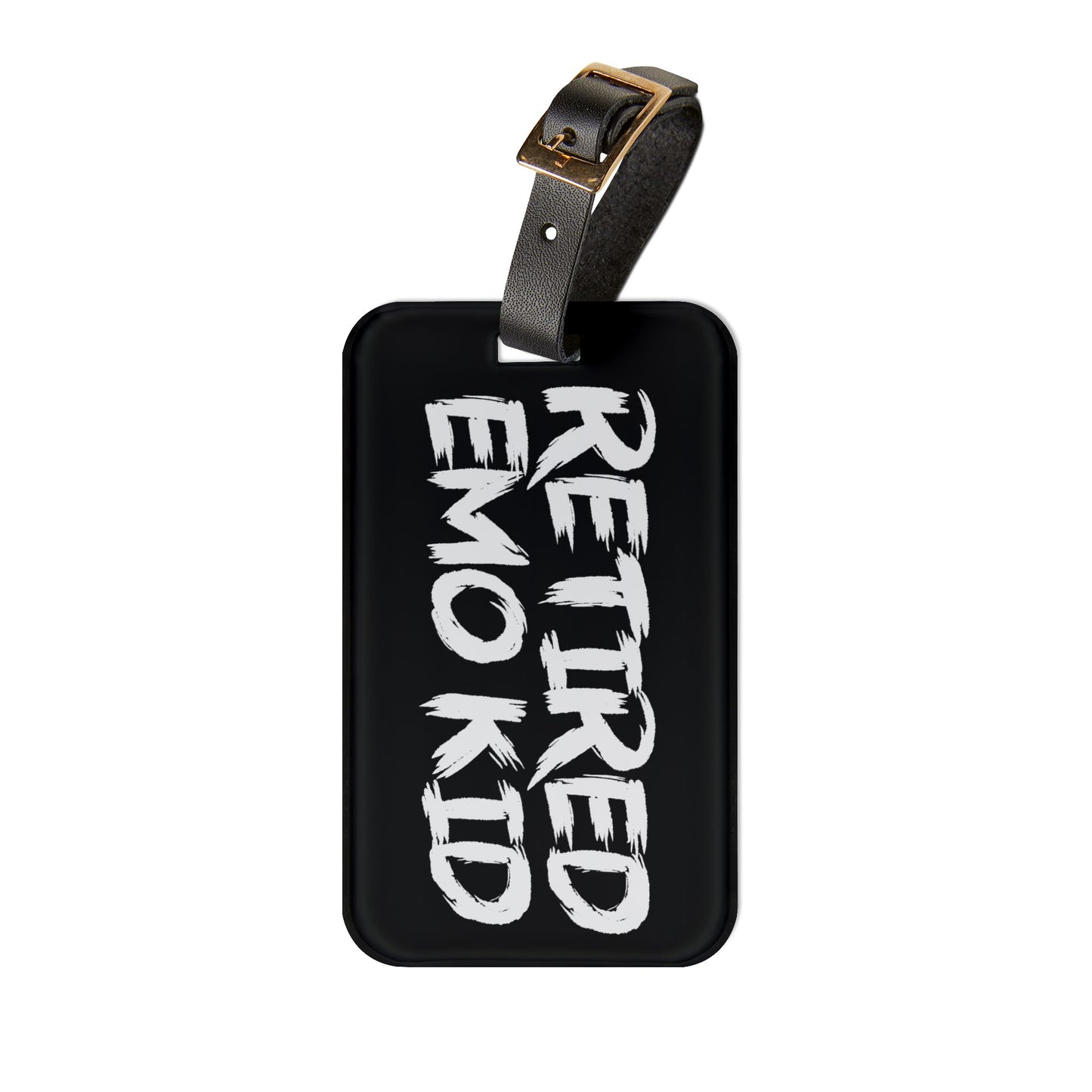 Retired Emo Kid Luggage Tag | Elder Emo Dark Aesthetic Travel Accessory | Awesome Gift Goth Punk Fans Baggage ID | Not Just a Phase Emo