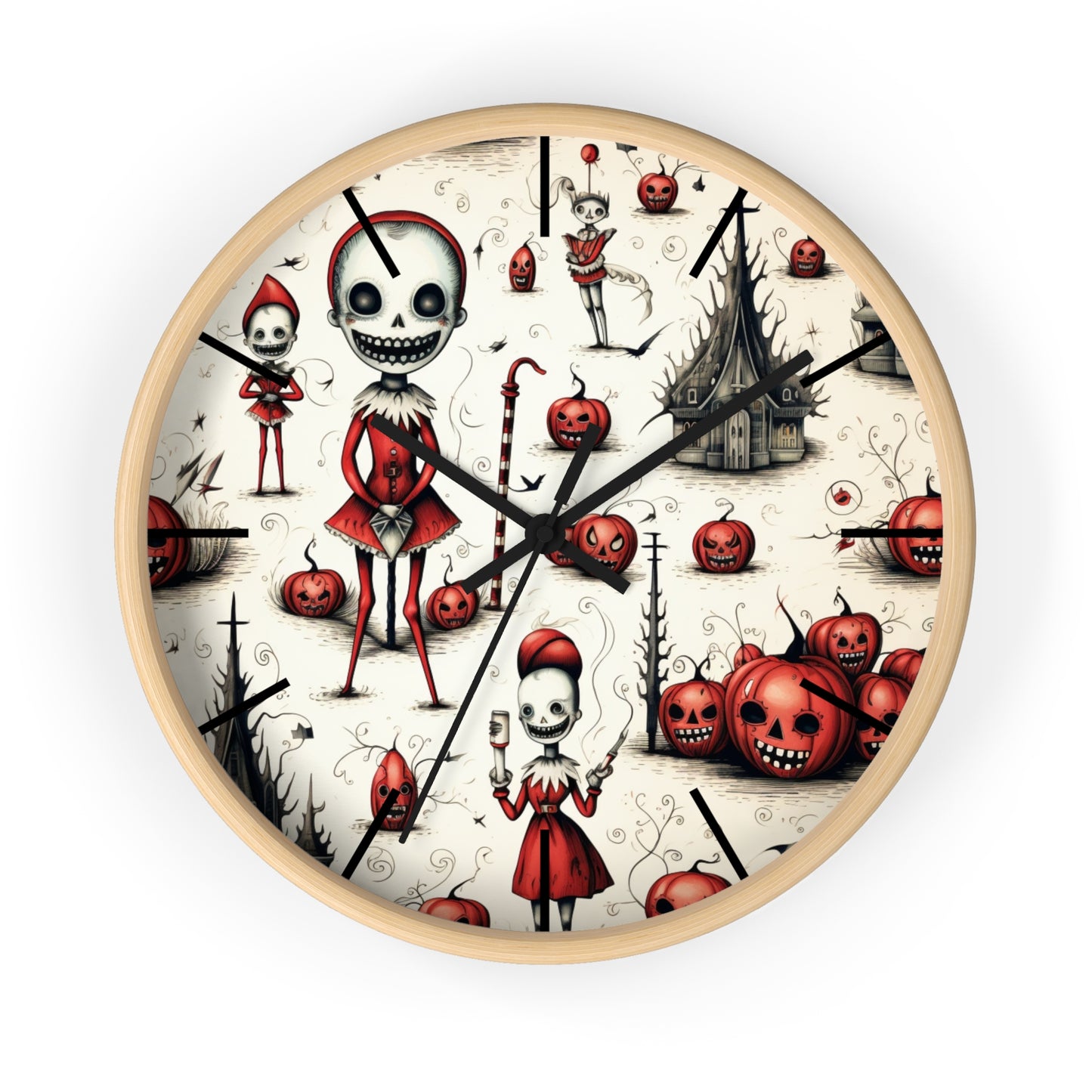 Scary Gothic Macabre Christmas Wall Clock | Dark Holiday Decor | Battery Operated | Unique Spooky Aesthetic | Perfect Gift for Gothic Lovers