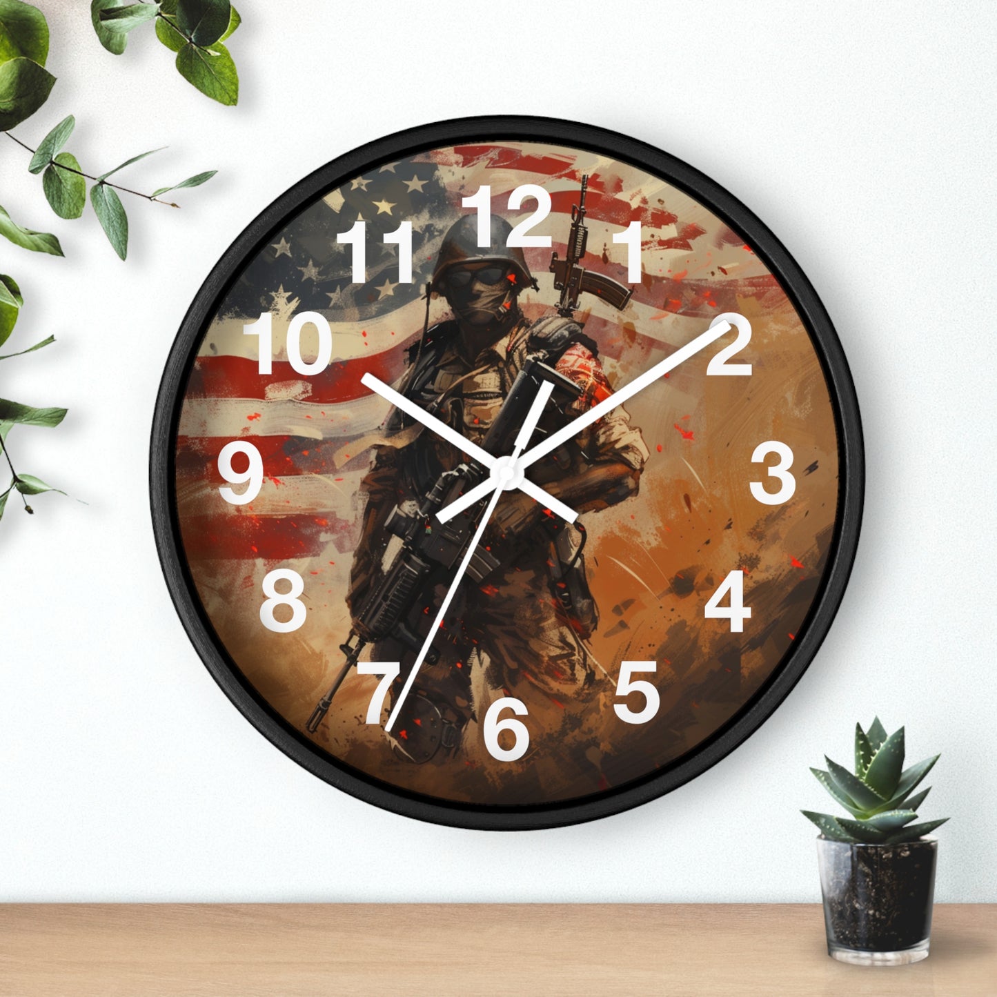 War-Ready Tactical Soldier Wall Clock | Rugged Military Tribute Art | Battery Operated | Bold USA Decor | Perfect Gift Warriors and Patriots