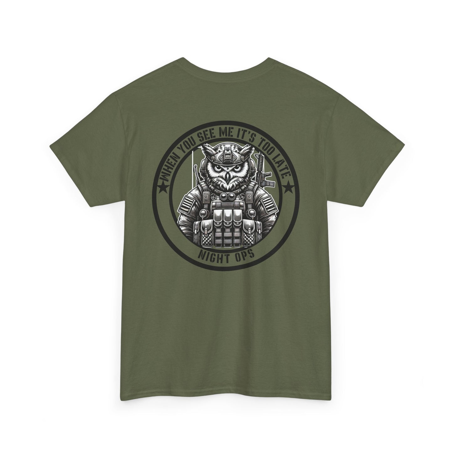 Tactical Owl Night Ops Shirt | Funny Military-Inspired Patriotic Tee | Night Vision Specialist Gift for Owl Lovers | Stealthy Animal Graphic