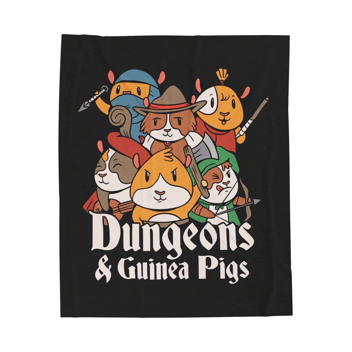 Dungeons and Guinea Pig Velveteen Plush Throw Blanket Funny Guinea Pig Lover Gift Nerdy Parody Blanket Fantasy Roleplaying Cozy Rodent Decor