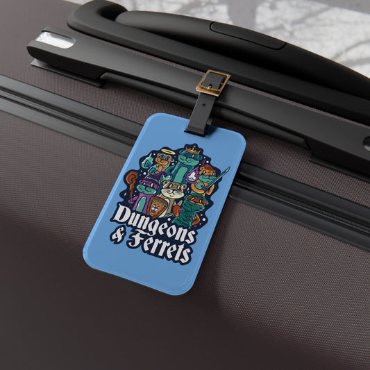 Dungeons and Ferrets Luggage Tag | Funny Ferret Lover Baggage ID | Nerdy Parody Travel Accessory | Fantasy Roleplaying Gift for Ferret Fans