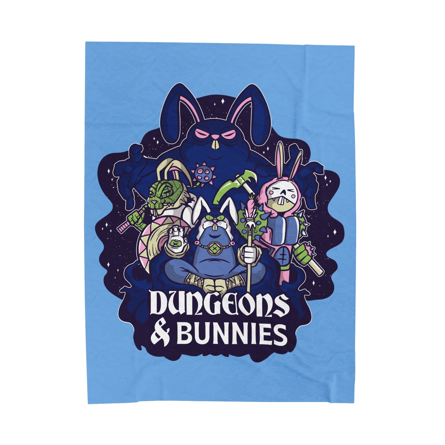 Dungeons and Bunnies Velveteen Plush Throw Blanket | Funny Bunny Lover Gift | Nerdy Parody Blanket | Fantasy Roleplaying Cozy Rabbit Decor