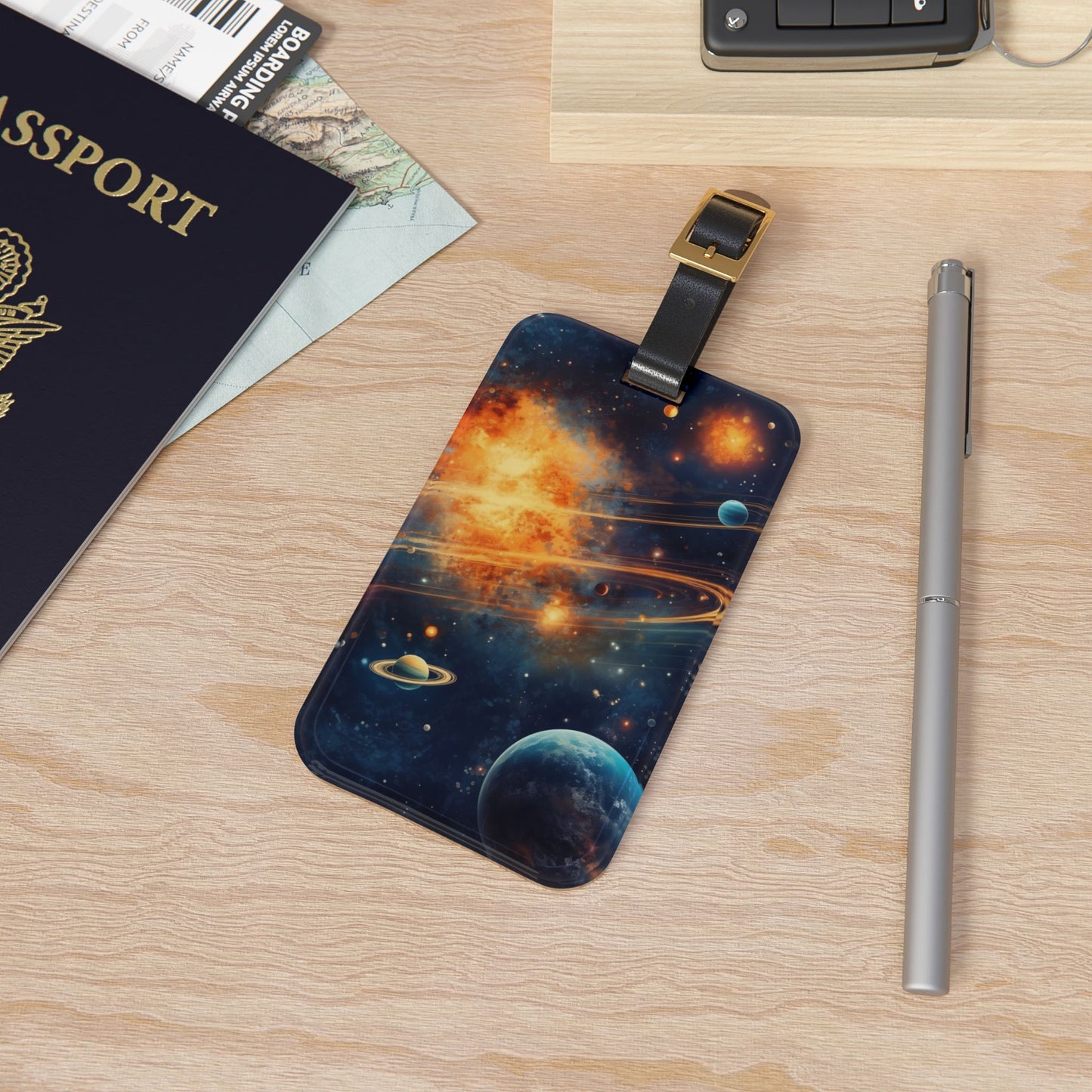 Galaxy Outer Space Luggage Tag | Stars and Planets Baggage ID | Cosmos Constellations | Space Lover Travel Accessory | Unique Space Gift