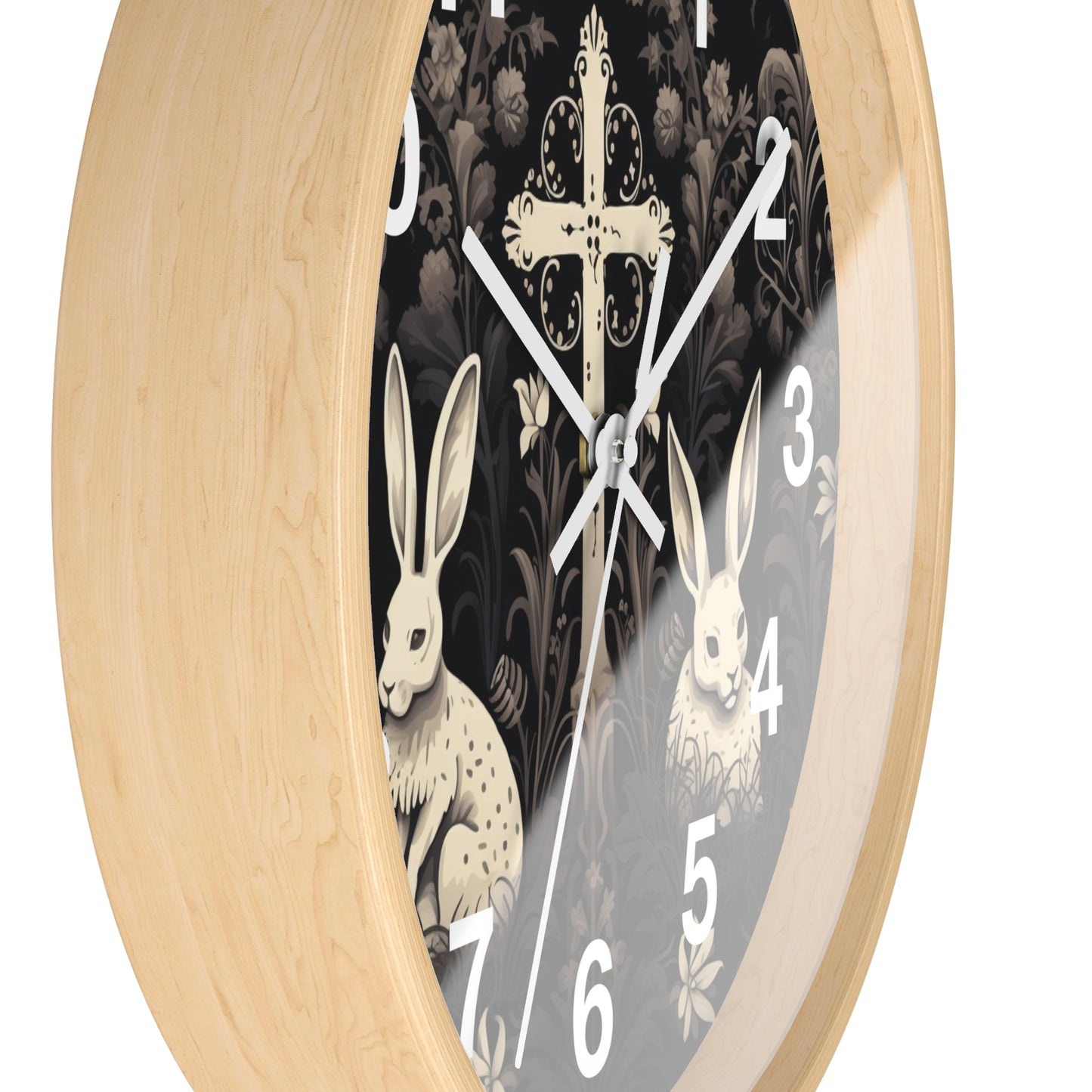 Dark Bunny Cross Gothic House Wall Clock | Haunted Home Decor | Gothic & Eerie Vibes | Battery Operated | Unique Halloween Gift