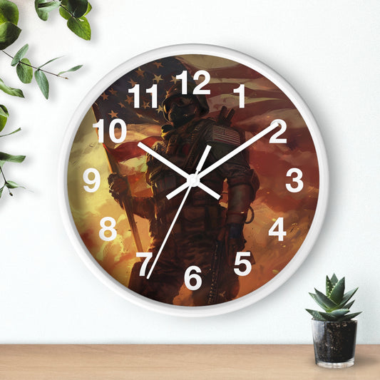 Tactical War Ready Soldier Wall Clock | Grunge Military Art | Battery Operated | Bold USA Decor | Perfect Gift for Armed Forces Supporters