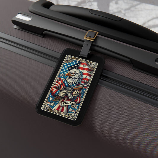 Eagle Holding Gun Trump 2024 Luggage Tag - Unique Travel Accessory for Proud Patriots - Perfect Baggage ID for Freedom Lovers & Supporters