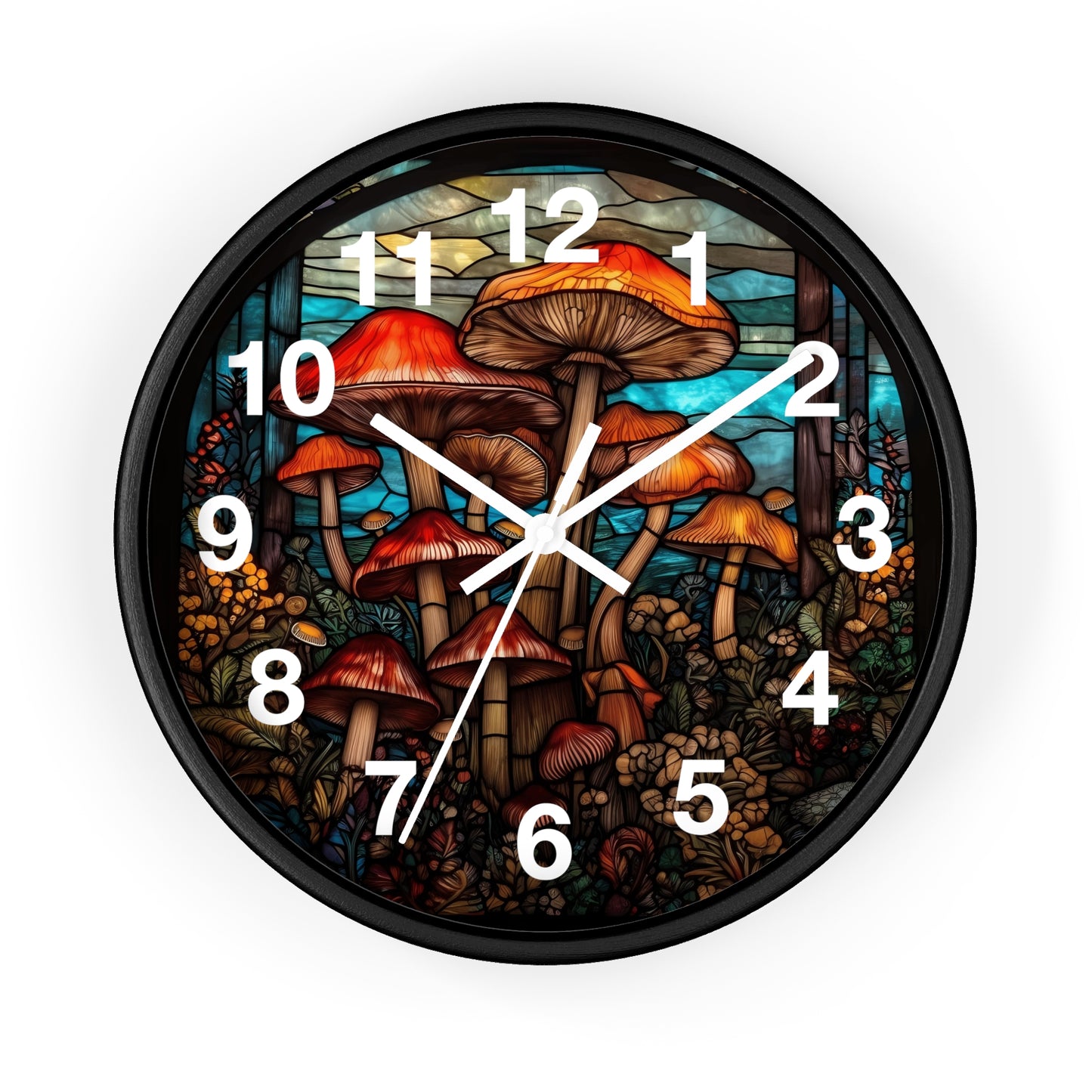 Stained Glass Mushroom Wall Clock | Trippy Rave Shroom Decor | Stain Glass Garden Aesthetic Battery Operated Unique Gift Psychedelic Lovers