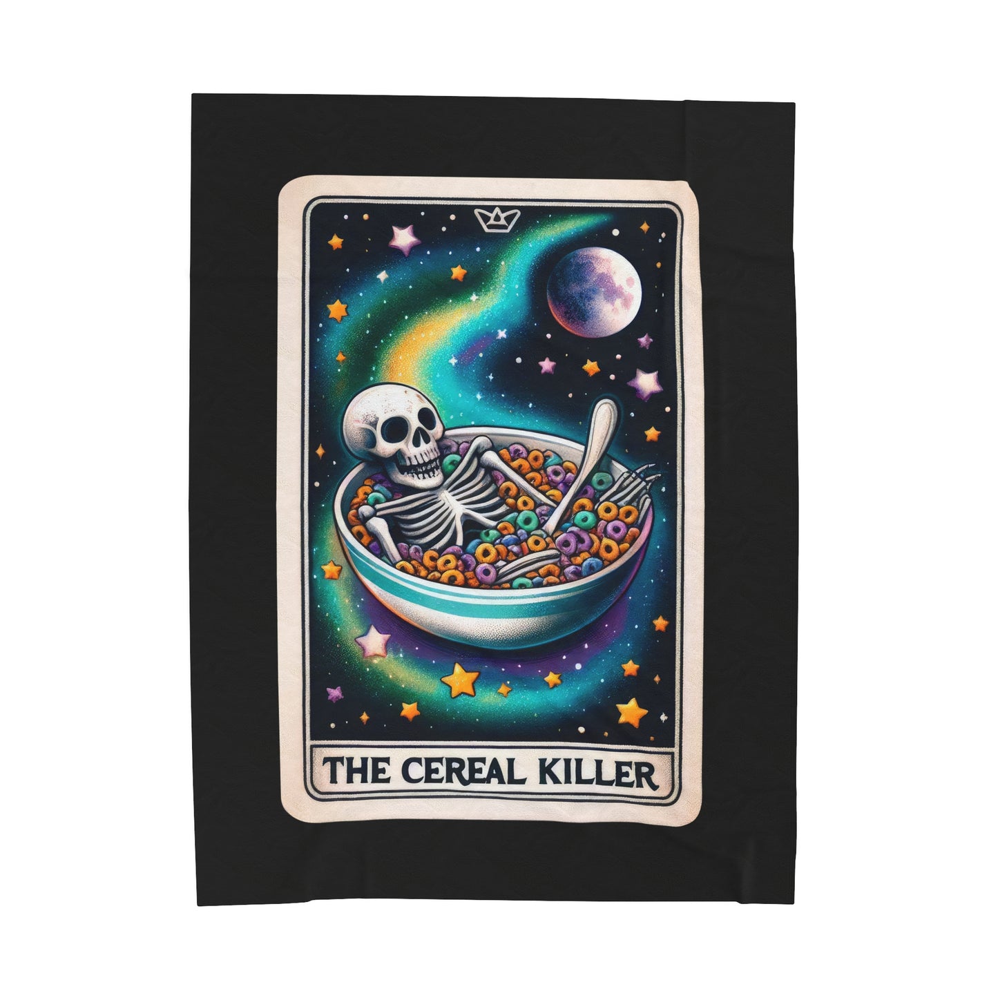 Cereal Killer Tarot Card Velveteen Plush Throw Blanket | Food Lovers Gift | Breakfast-Themed Cozy Blanket | Funny Tarot-Inspired Decor Gift