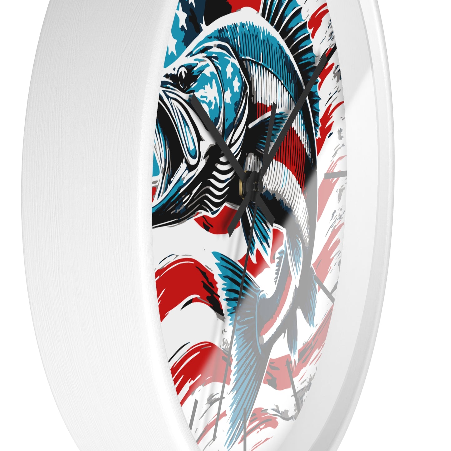 American Flag Fish Wall Clock | Patriotic Fisherman Decor | Battery Operated | Perfect for Man Cave | Unique Gift for Fishing Enthusiasts