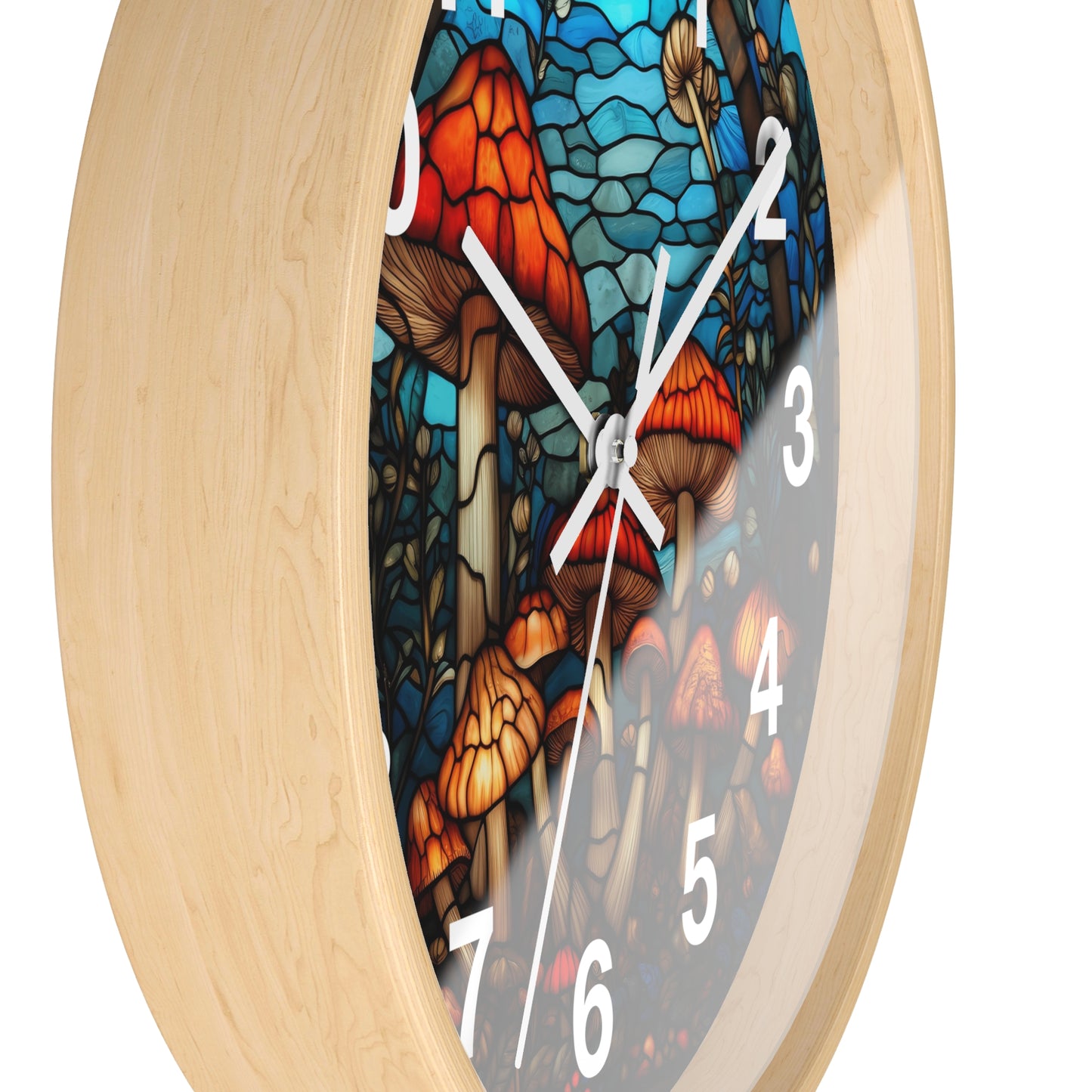 Stained Glass Mushroom Wall Clock | Trippy Shroom Garden Decor | Psychedelic Stain Glass Art | Battery Operated | Unique Gift for Ravers