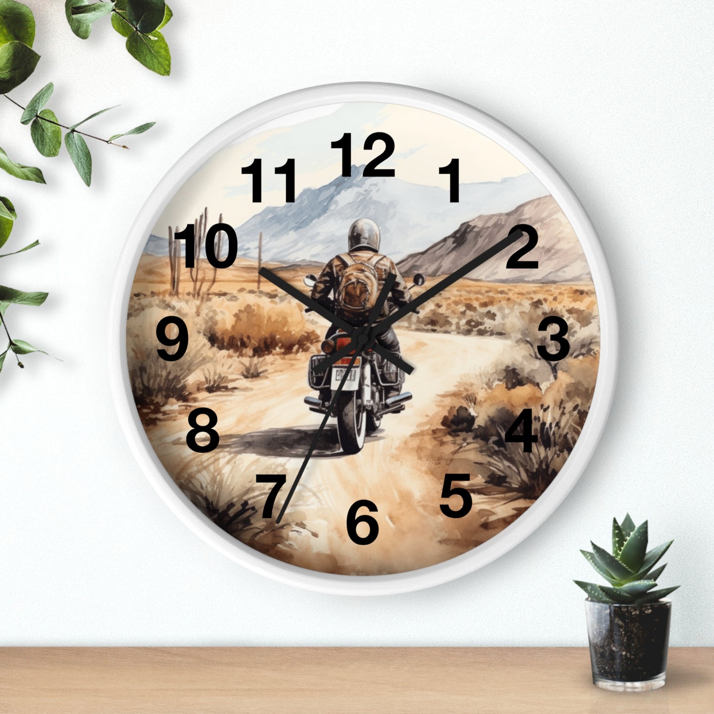 Desert Open Dirt Road Motorcycle Wall Clock | Scenic Biker Decor | Battery Operated | Unique Gift for Motorcycle Enthusiast Motorcycle Decor