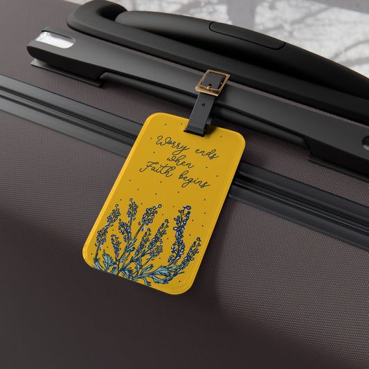 Worry Ends When Faith Begins Luggage Tag | Christian Travel Accessory | Faith-Based Baggage ID for Believers | Inspirational Travel Gear