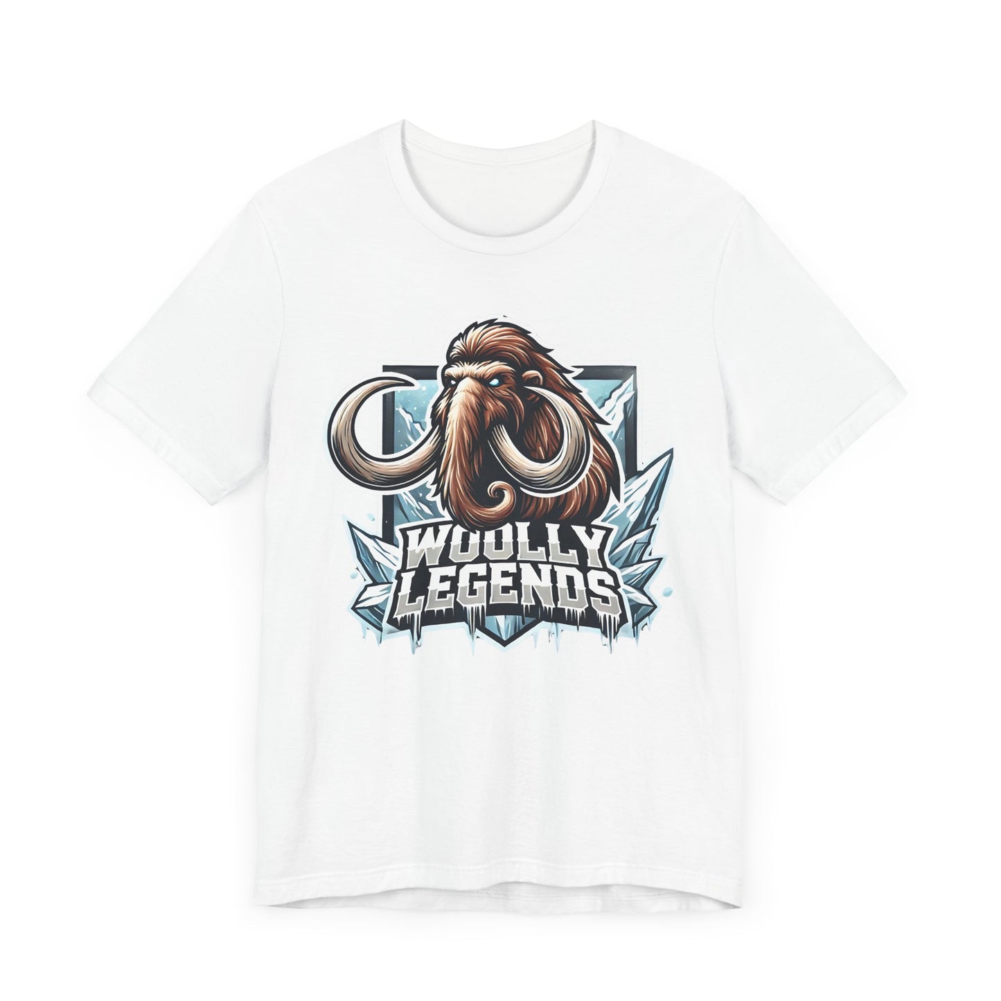 Woolly Legends Mammoth Shirt | Ice Age Warrior Design | Unique Gift Prehistoric Fans Gamers | Esports Jersey Style Graphic Tee Mammoth Lover