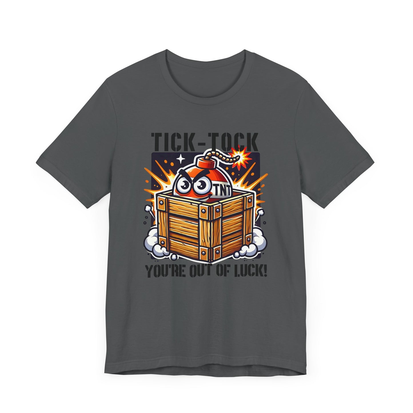 Explosive Cartoon Crate | TNT Prop Hunt Design | Funny Gamer Illustration | Dynamic Boom Box Graphic | Unique Tactical Prop Explosion Theme