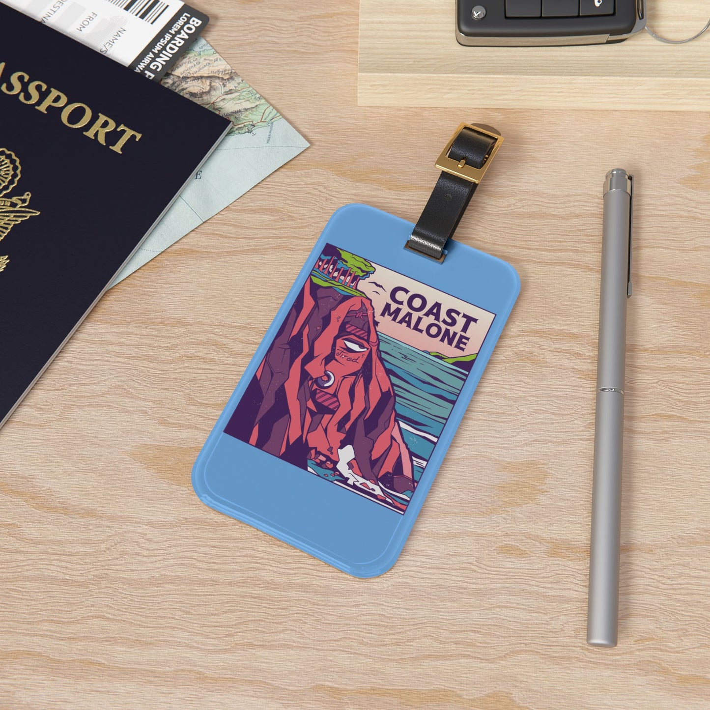 Coast Malone Luggage Tag | Funny Posty Parody Baggage ID | Hilarious Travel Accessory for Beach and Pun Lovers | Perfect Gift Summer Vibes