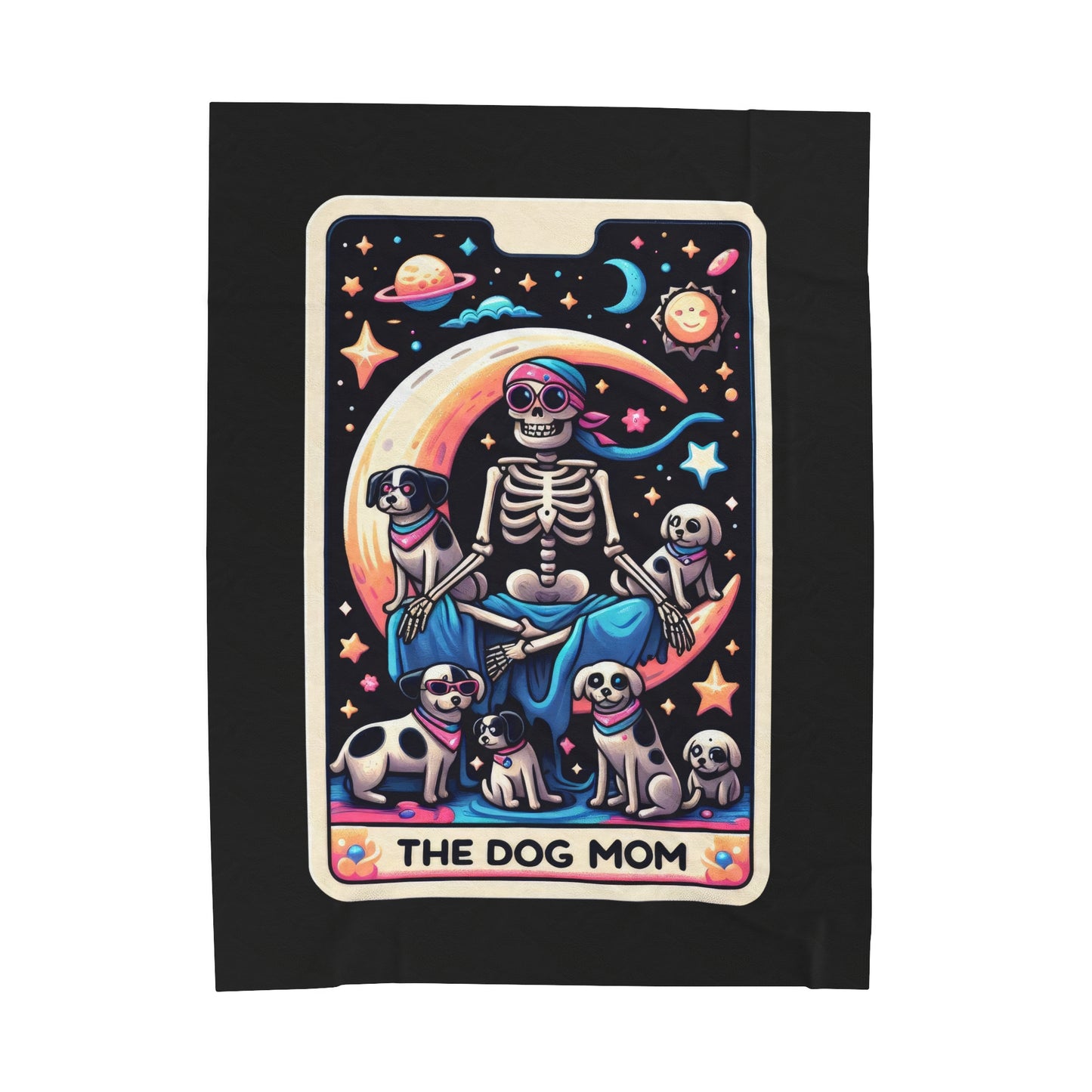 Dog Mom Tarot Card Velveteen Plush Throw Blanket | Pet Lover Gift Cozy Blanket for Dog Moms Tarot-Inspired Dog Lover Decor Cute Dog Blanket