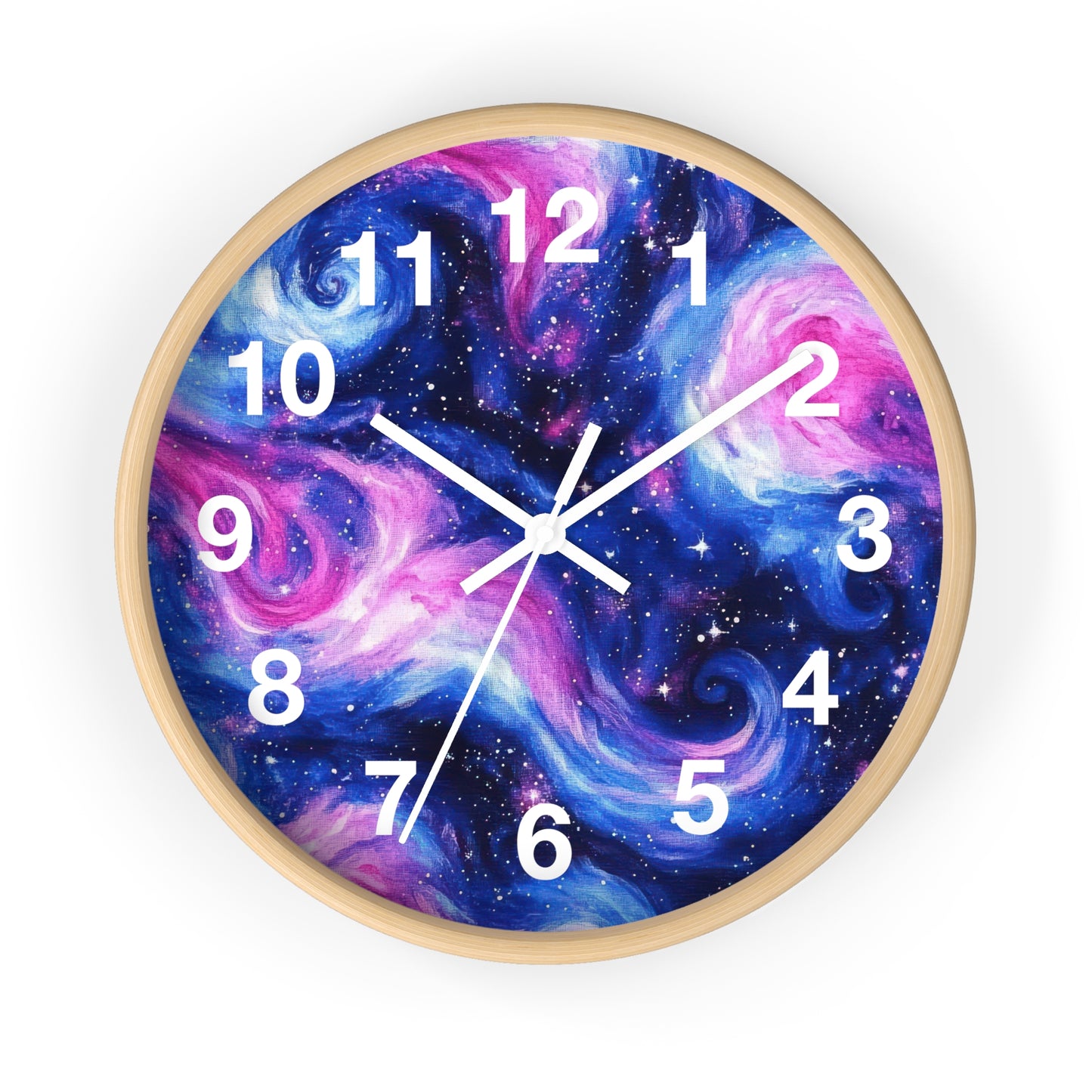 Pink Blue Space Galaxy Wall Clock | Trippy Rave Design | Battery Operated | Unique Teen Girl Room Decor | Ideal for Space Galaxy Rave Lovers