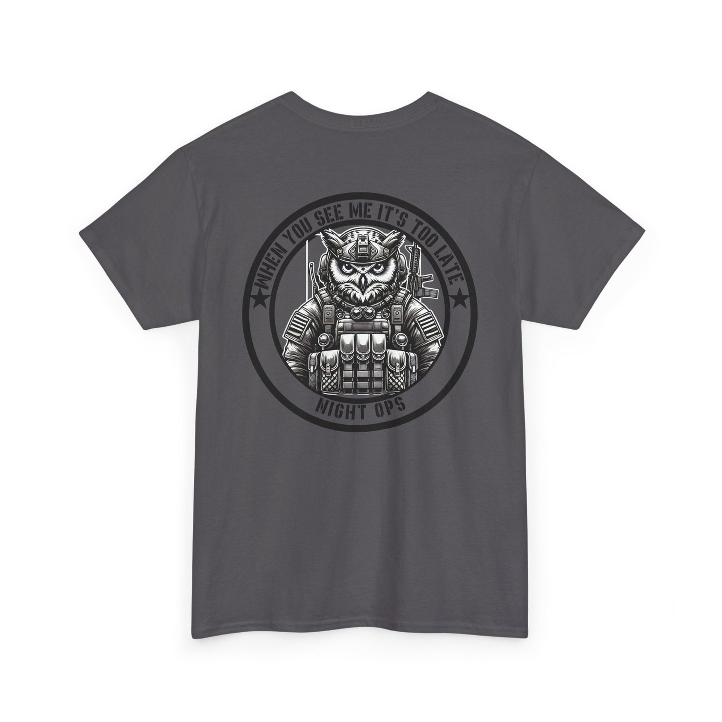 Tactical Owl Night Ops Shirt | Funny Military-Inspired Patriotic Tee | Night Vision Specialist Gift for Owl Lovers | Stealthy Animal Graphic