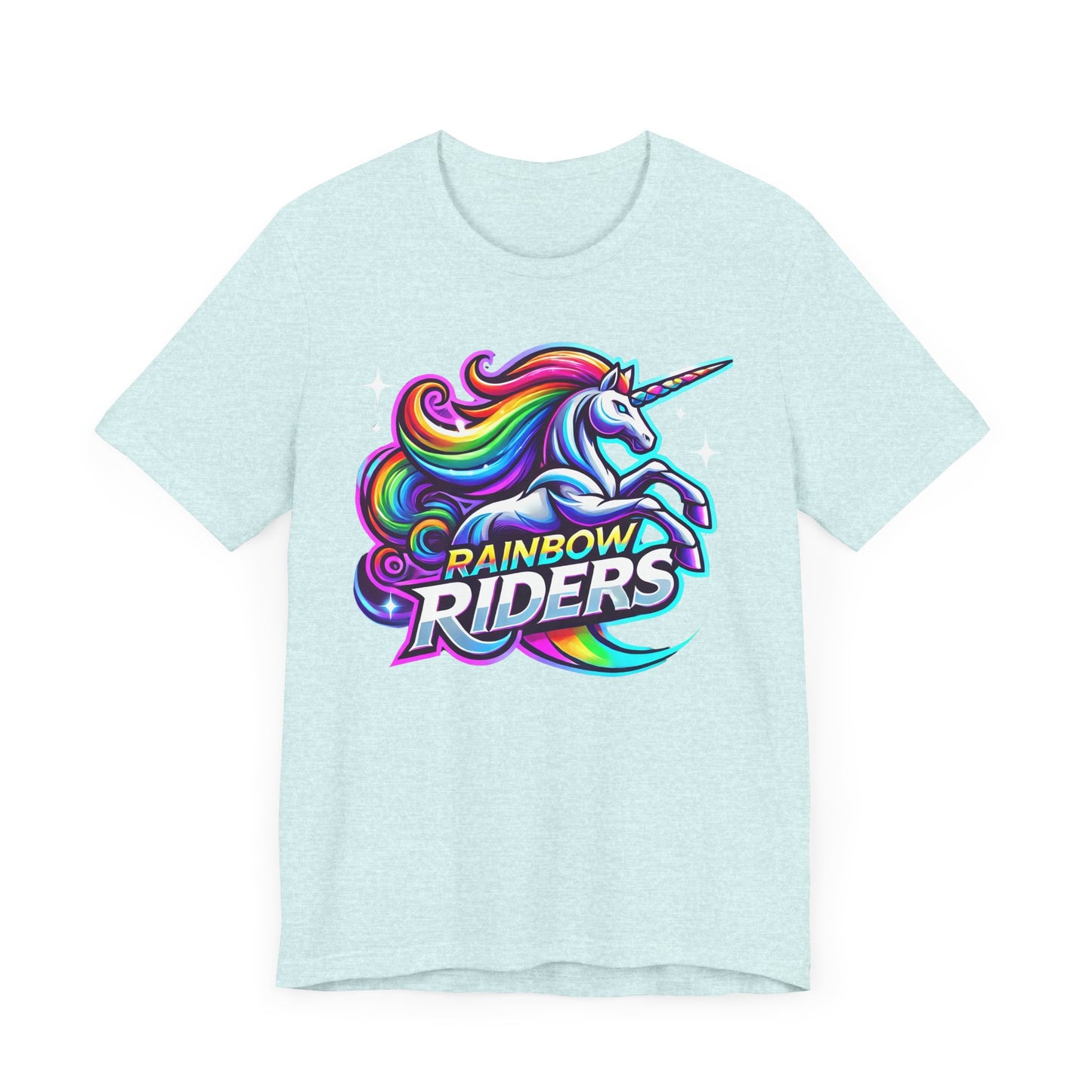 Rainbow Riders Unicorn Shirt | Vibrant Fantasy Design | Unique Gift for Gamers Unicorn Lovers Esports Jersey Style Graphic Tee Unicorn Lover