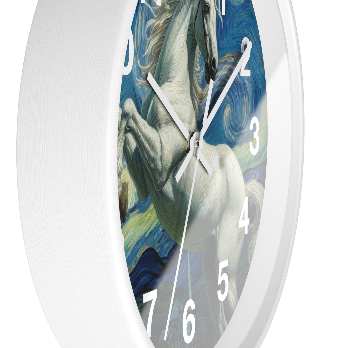 Majestic White Horse Night Sky Wall Clock | Battery Operated | Starry Night-Inspired Art | Perfect Gift Horse Lovers | Enchanting Wall Deco