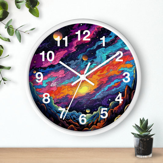 Psychedelic Abstract Space Colorful Wall Clock | Trippy Dorm Room Decor | Mind Melting Rave Art | Battery Operated | Unique College Gift