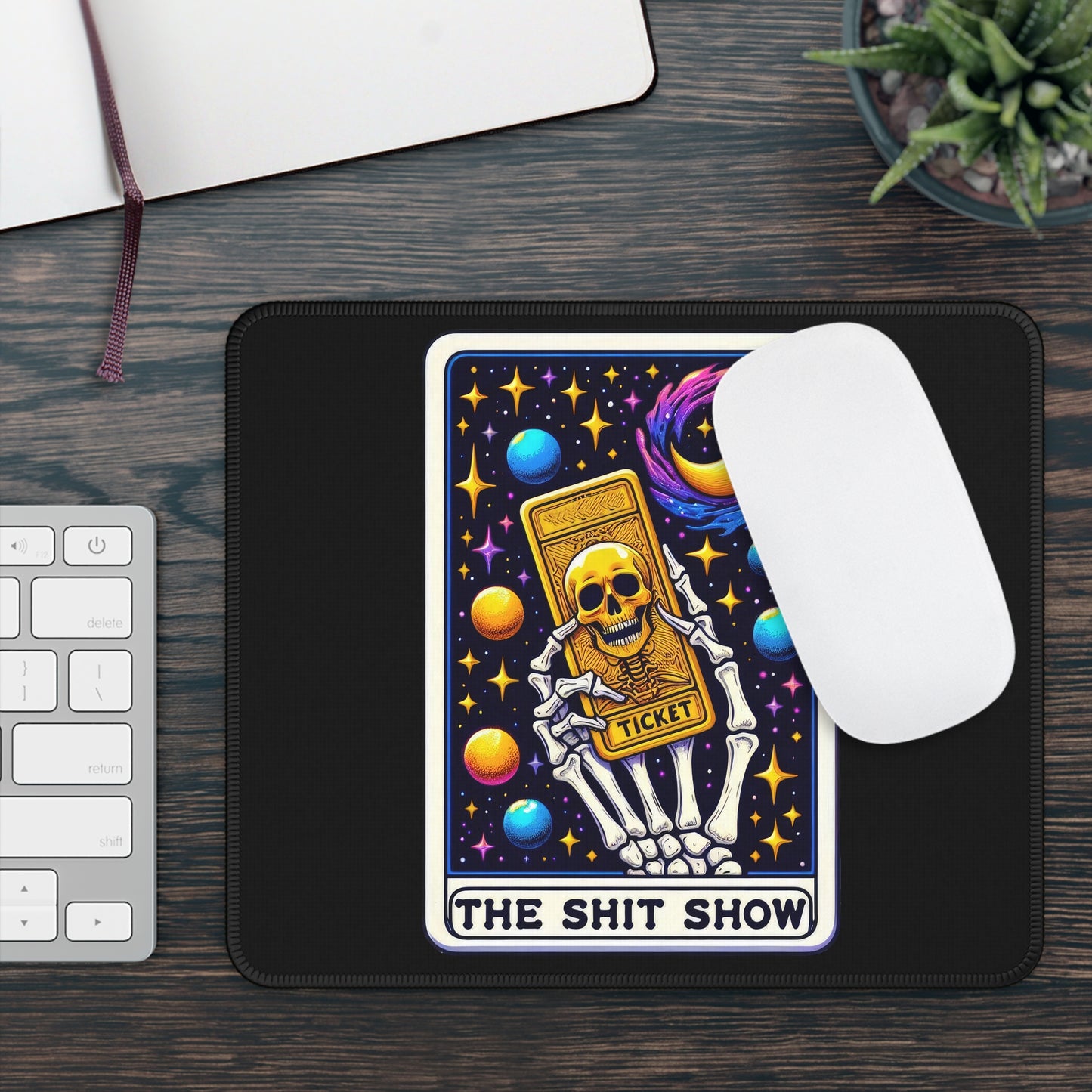 Shit Show Tarot Card Non Slip Mouse Pad | Funny Office Desk Decor Gag Gift Coworkers | Humorous Desk Mat Sarcastic Tarot-Inspired Workspace