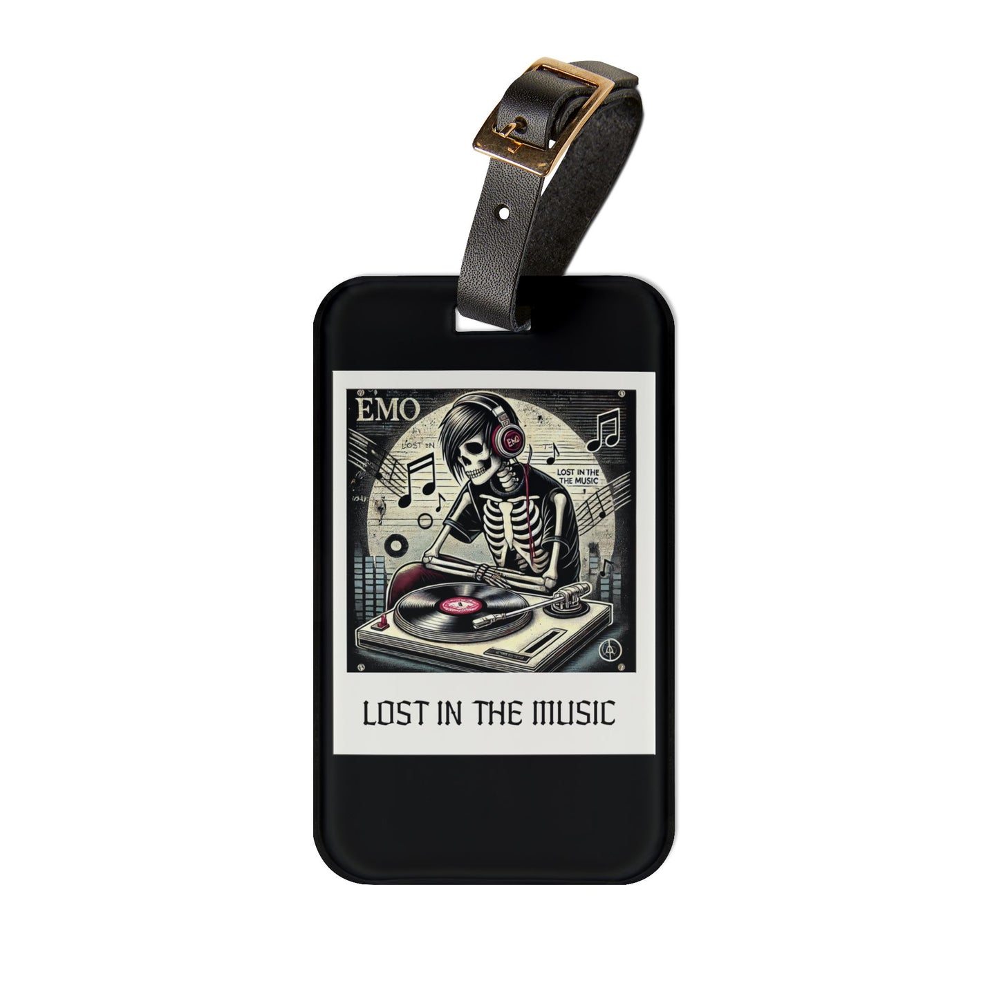 Lost in the Music Polaroid Edition Luggage Tag | Emo Style Baggage ID | Alternative Goth Aesthetic Travel Accessory | Music Lovers Gift