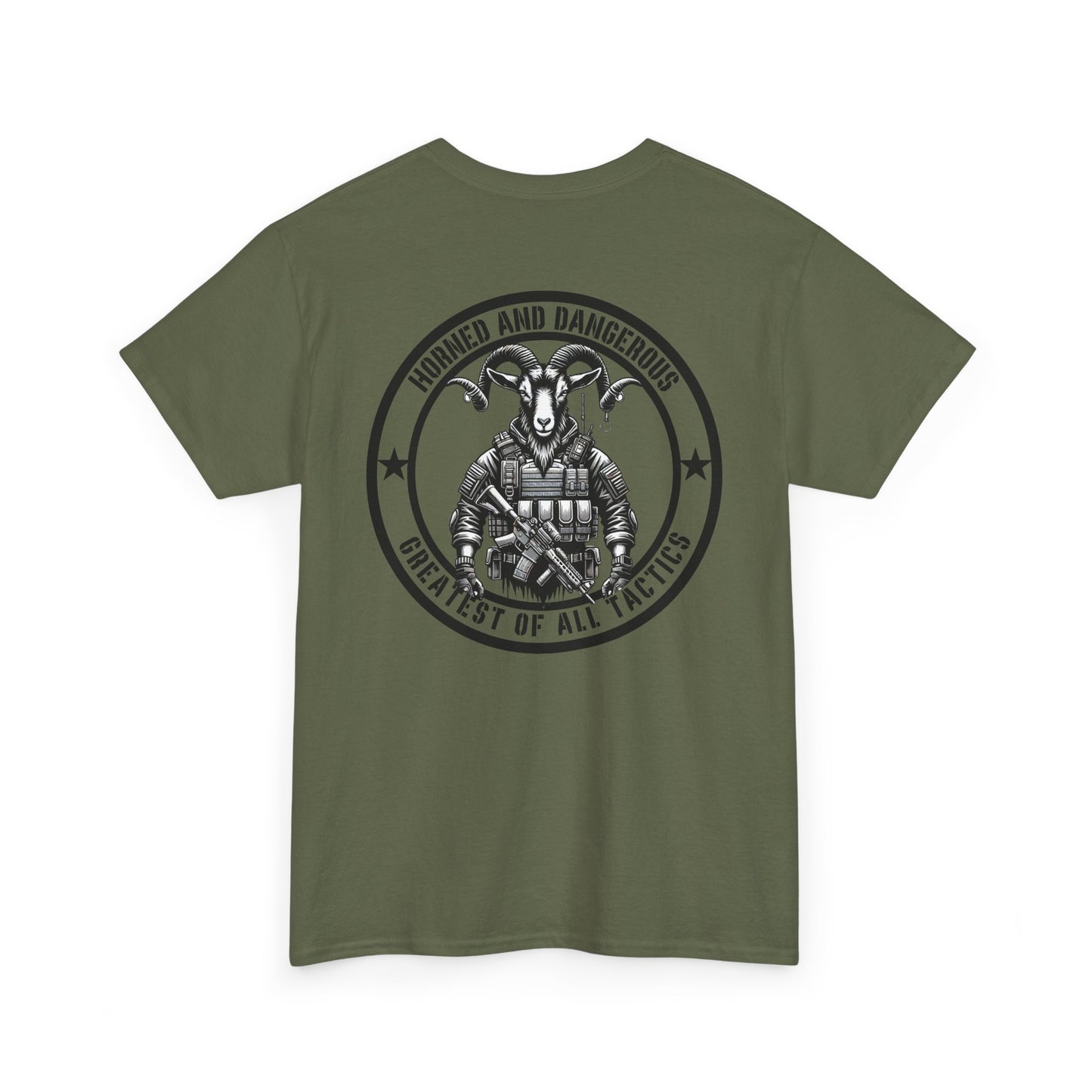 Tactical Goat Shirt | Horned and Dangerous Tee | Funny Military-Inspired Patriotic Gift | Greatest of All Tactics Goat Lovers Humor Fans