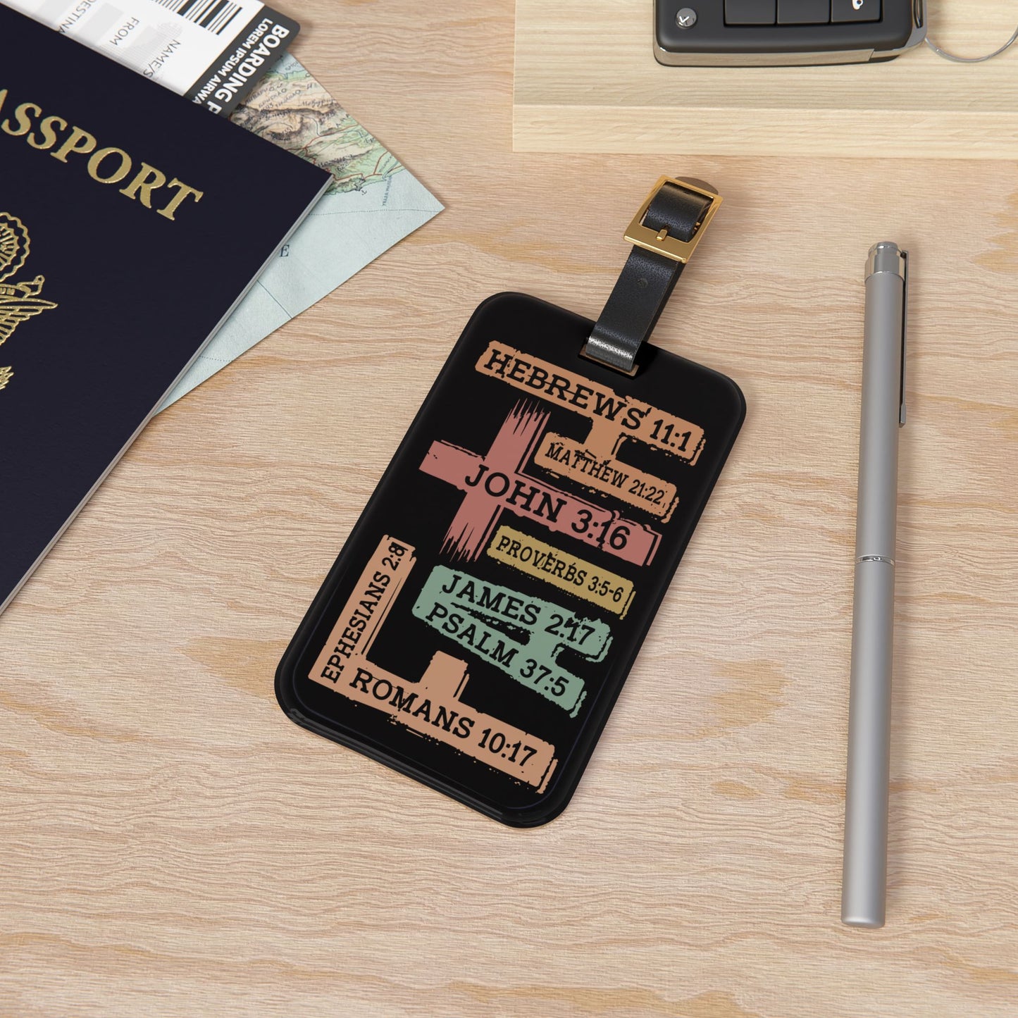 Faith Bible Verse Luggage Tag Trendy Christian Faith-Based Travel Accessory Perfect Believer Gift Unique Jesus Scripture Suitcase ID Badge