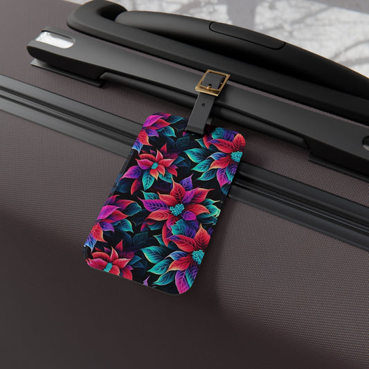 Beautiful Poinsettia Flower Luggage Tag - Stunning Floral Accessory for Travel Lovers - Perfect Baggage ID for Holiday Adventures