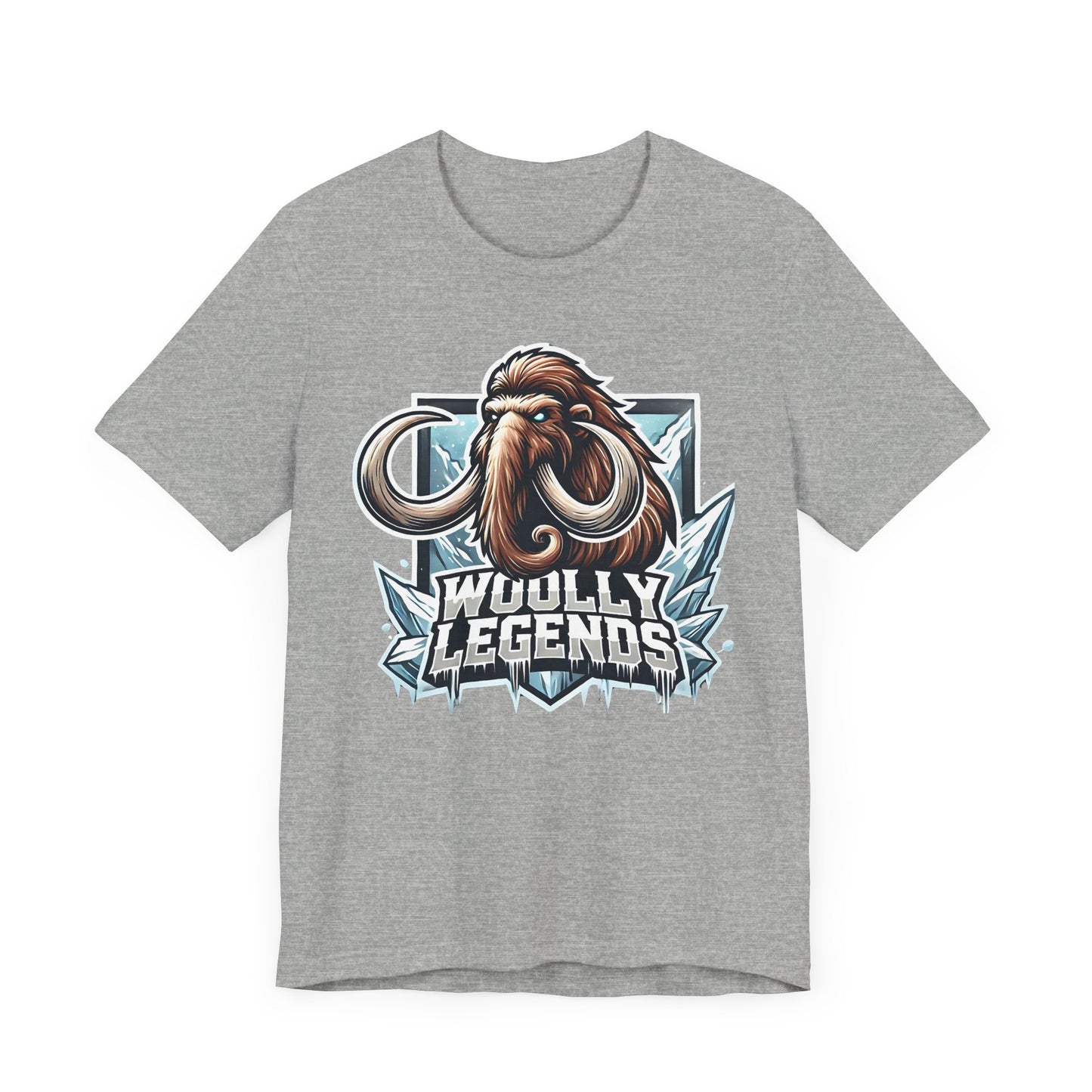 Woolly Legends Mammoth Shirt | Ice Age Warrior Design | Unique Gift Prehistoric Fans Gamers | Esports Jersey Style Graphic Tee Mammoth Lover