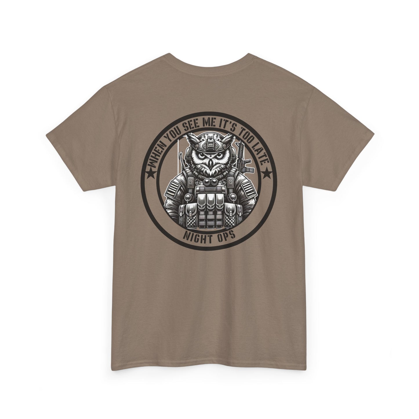 Tactical Owl Night Ops Shirt | Funny Military-Inspired Patriotic Tee | Night Vision Specialist Gift for Owl Lovers | Stealthy Animal Graphic