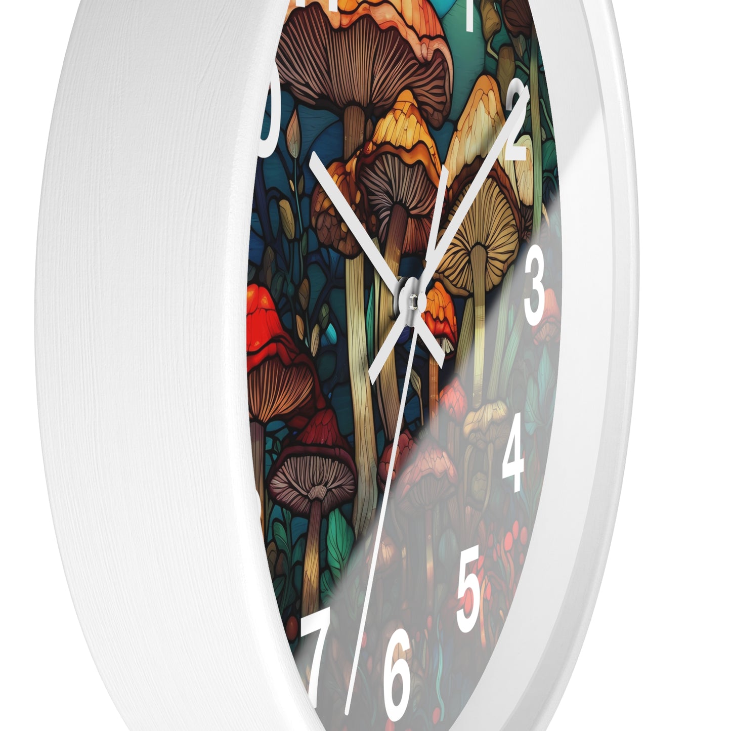 Stained Glass Mushroom Wall Clock | Psychedelic Rave Shroom Decor | Trippy Stain Glass Design | Battery Operated | Unique Garden Gift