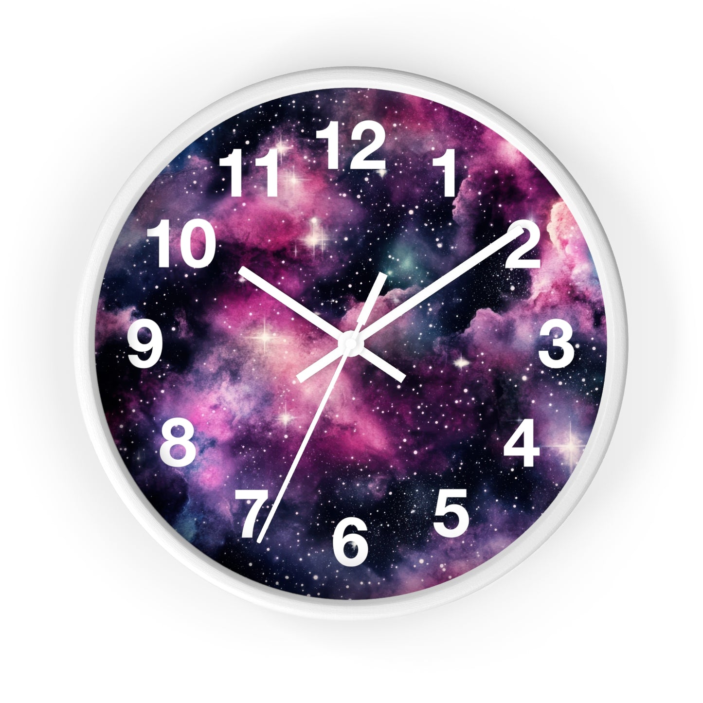 Pink Black Galaxy Wall Clock | Trippy Space Rave Decor | Battery Operated Unique Teen Girl Room Decoration Space Enthusiasts Rave Lovers