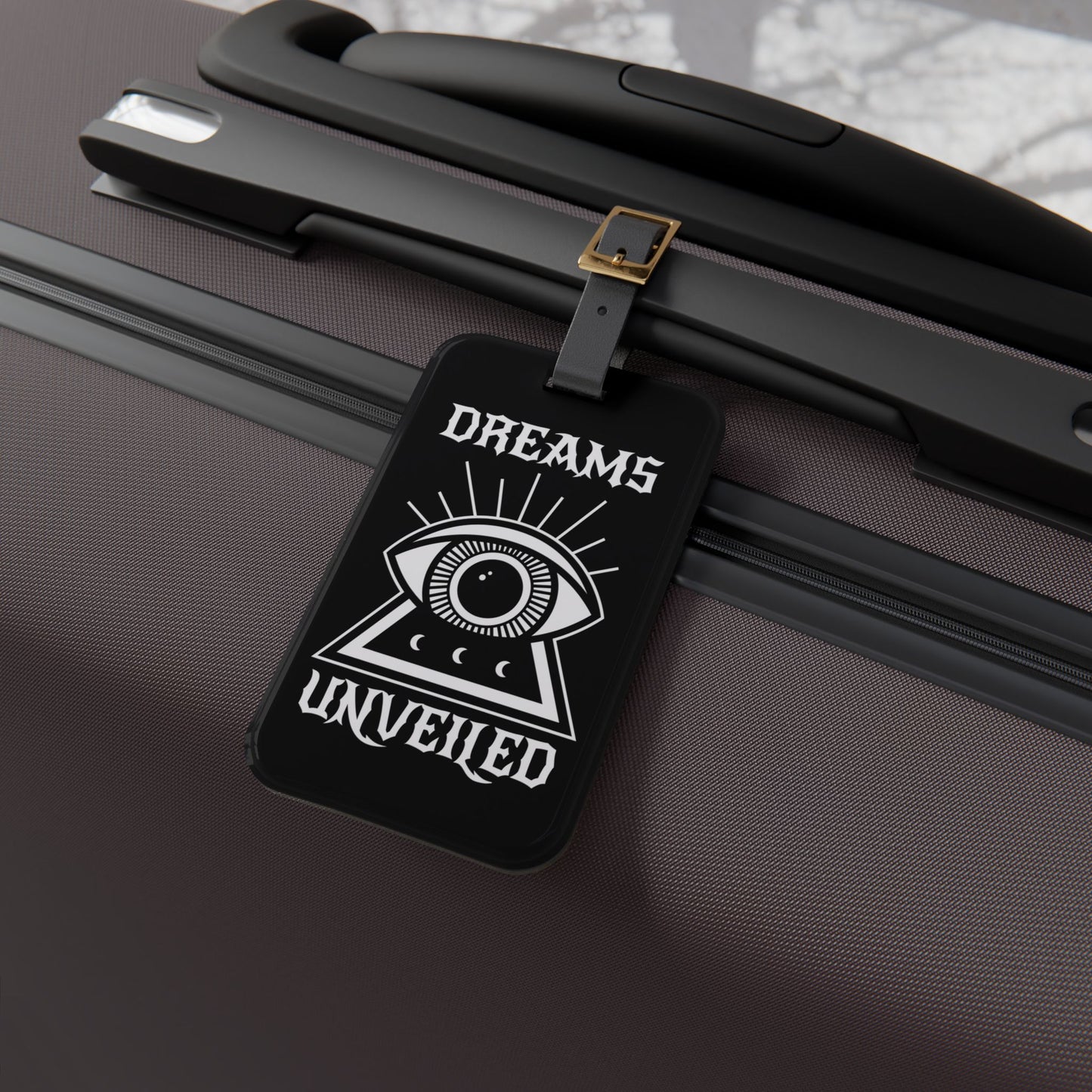 Dreams Unveiled Luggage Tag | Spiritual Witchcraft Design | Gothic Vibes | Unique Travel Accessory Enigmatic Souls All Seeing Eye Travel