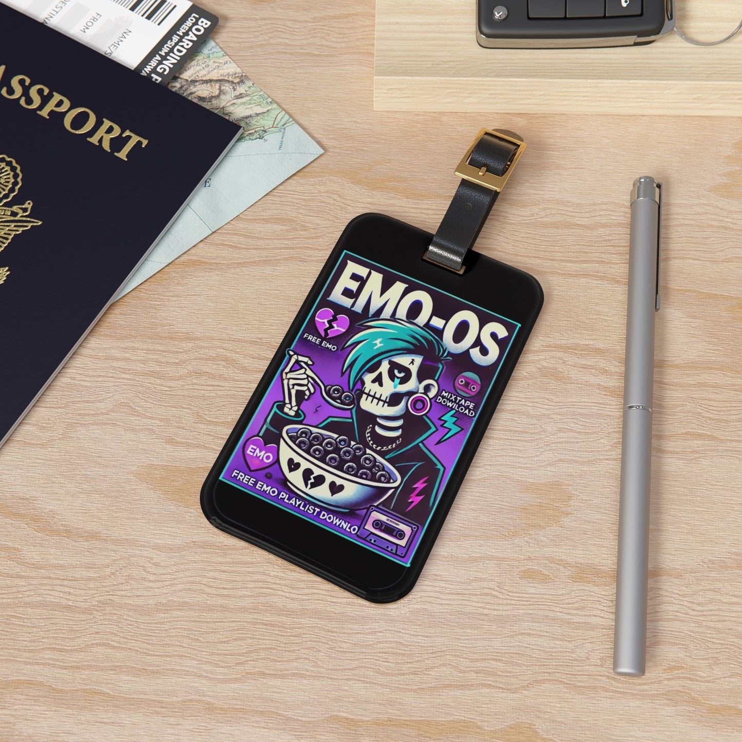 Emo Os Cereal Luggage Tag | Funny Elder Emo Baggage ID | Goth Cereal Lover Travel Accessory | Cute Alternative Style Gift for Emo Fans